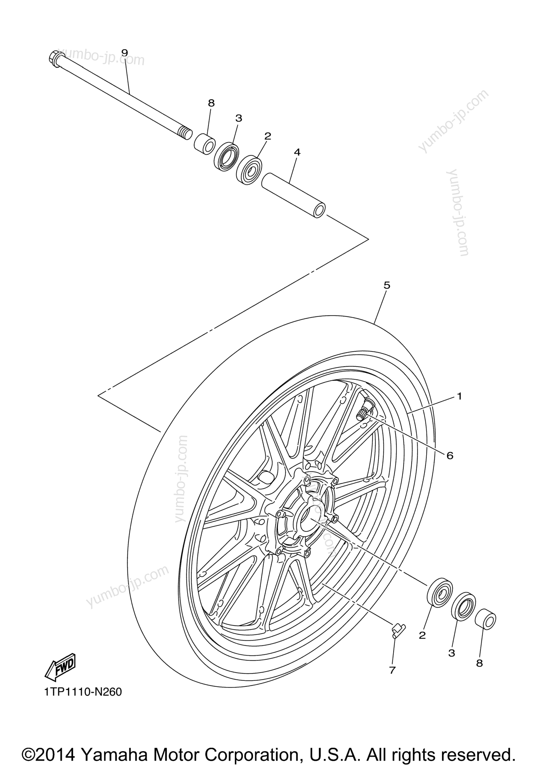 FRONT WHEEL for motorcycles YAMAHA BOLT R-SPEC (XVS95CEGR) 2014 year