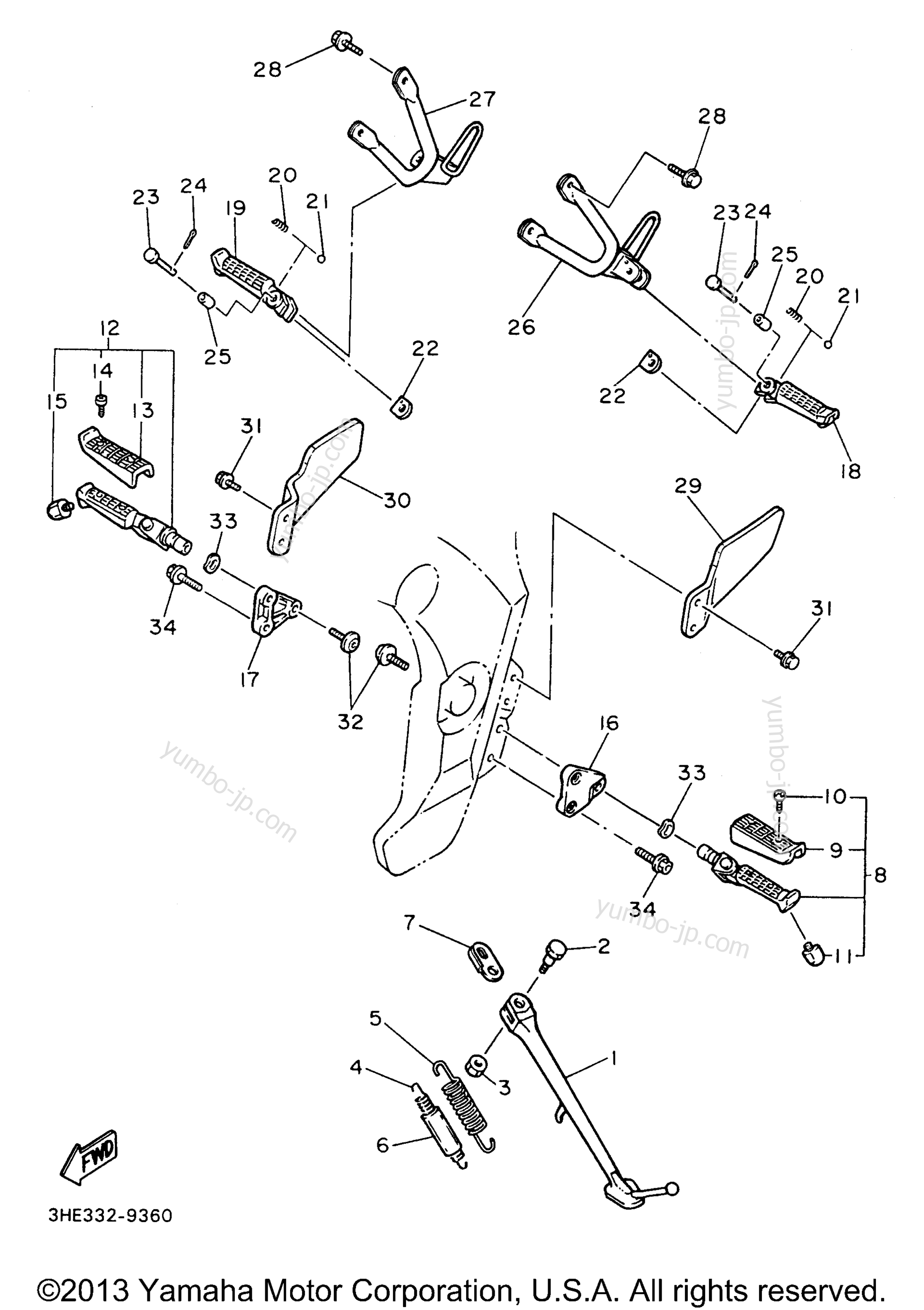 Stand Footrest для мотоциклов YAMAHA FZR600RH 1996 г.