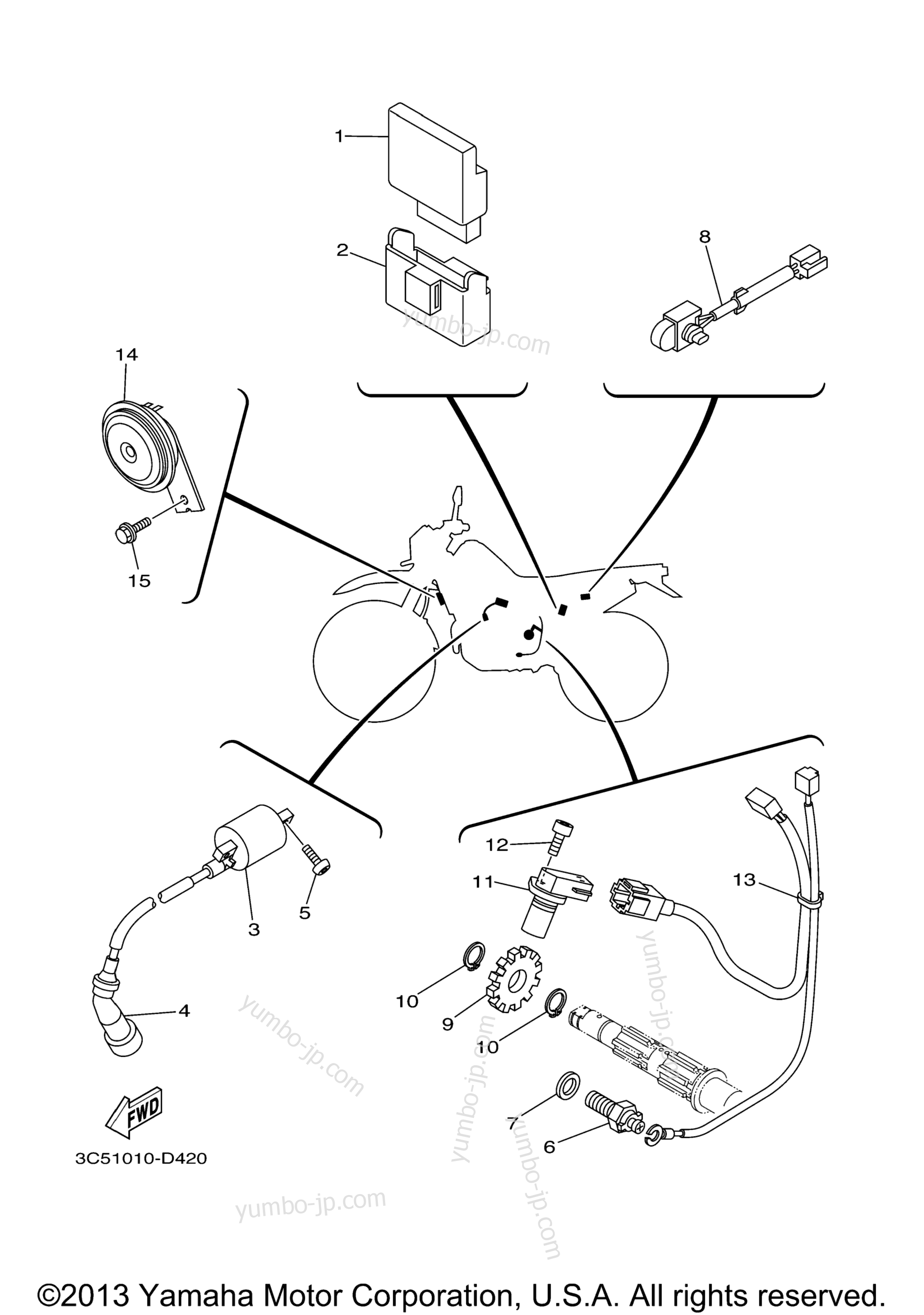 Electrical 2 for motorcycles YAMAHA XT250 (XT250A) 2011 year