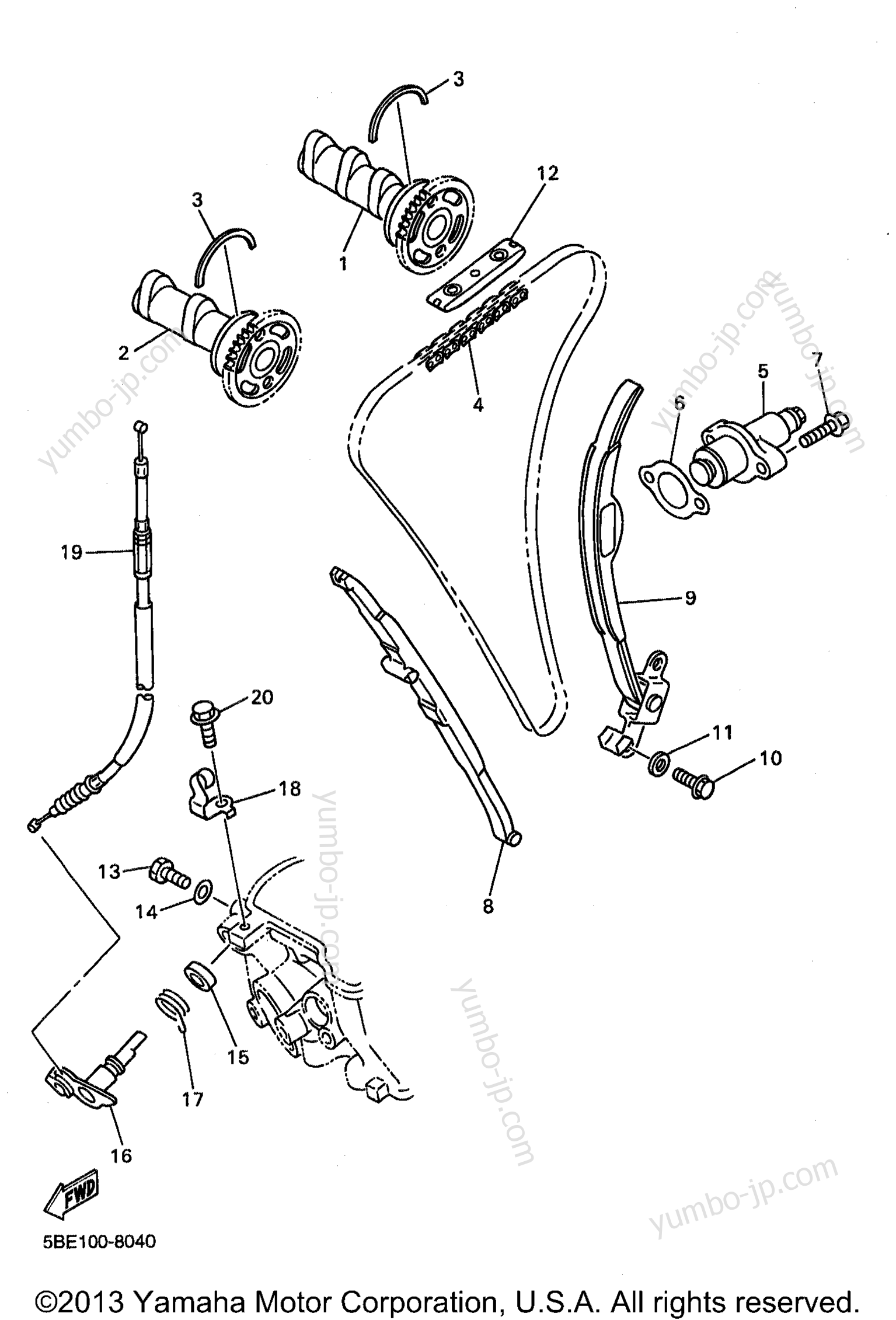 Camshaft Chain for motorcycles YAMAHA WR400F (WR400FK) 1998 year