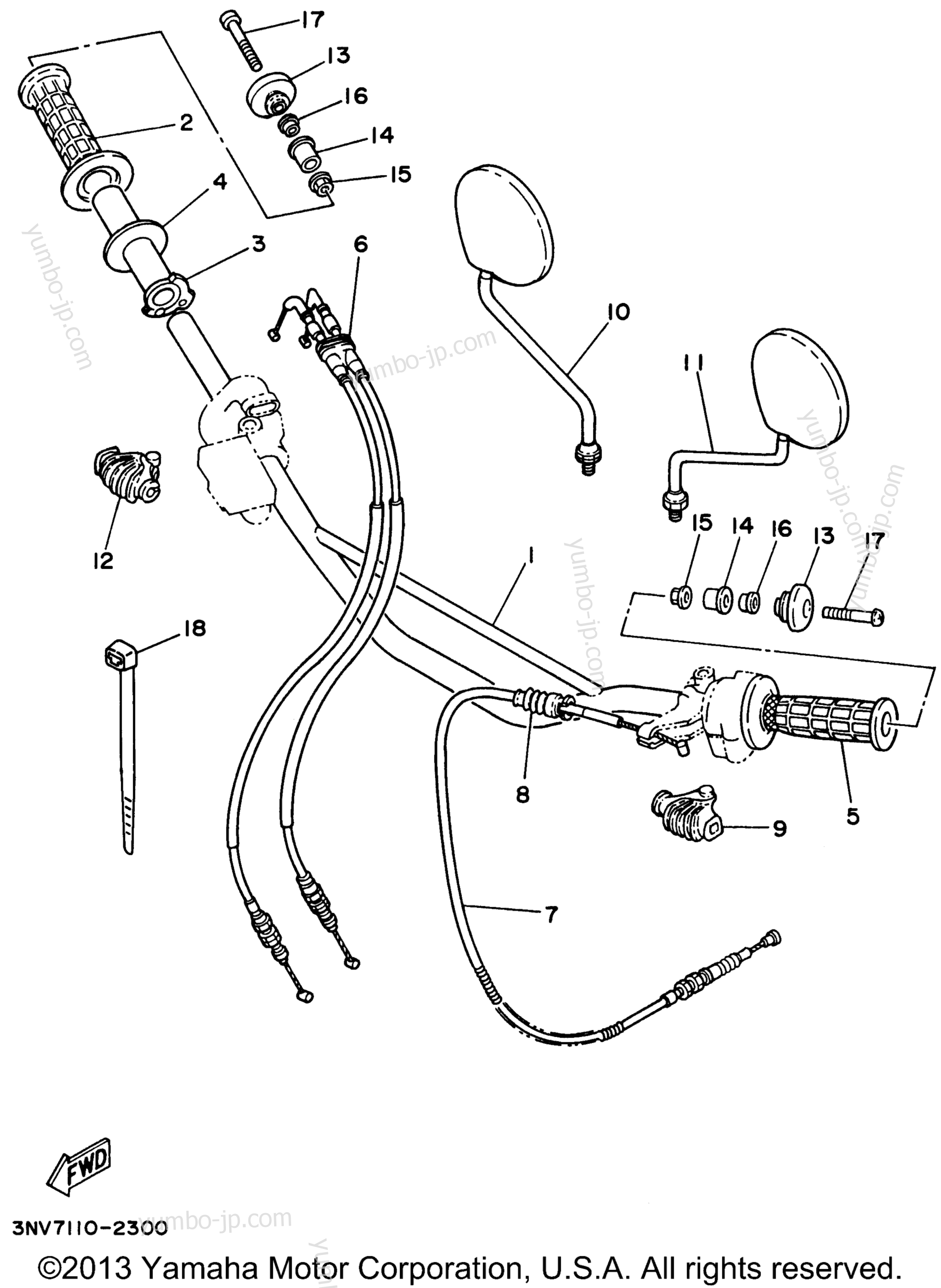 Steering Handle - Cable для мотоциклов YAMAHA XT350H 1996 г.