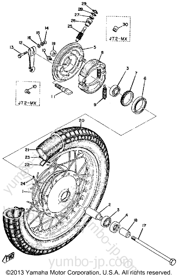 FRONT WHEEL для мотоциклов YAMAHA JT2 1972 г.