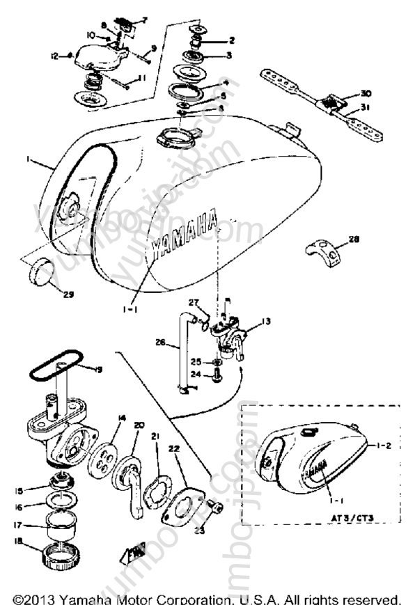 Топливный бак для мотоциклов YAMAHA AT3_CT3 (AT2) 1972 г.