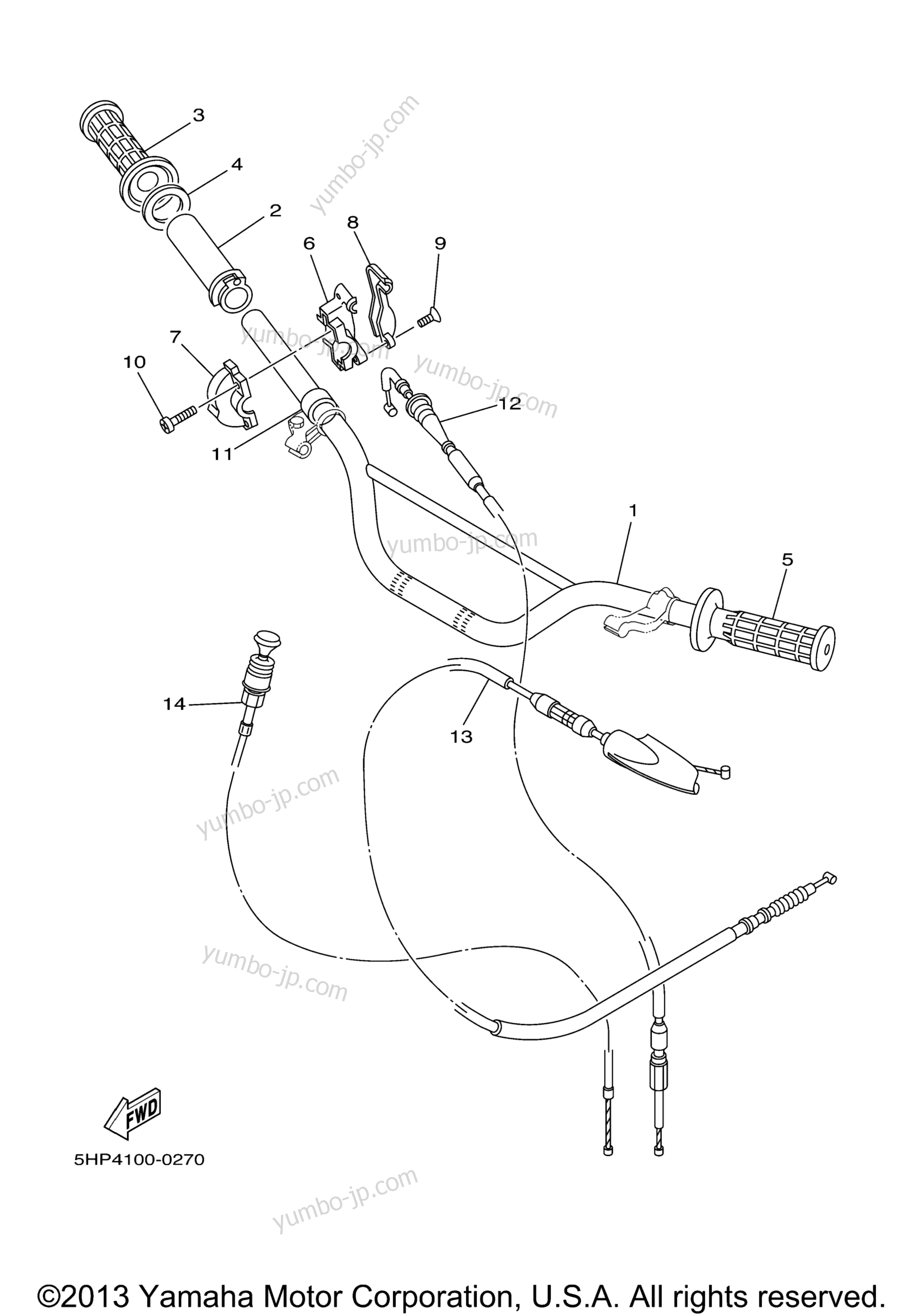 Steering Handle Cable для мотоциклов YAMAHA TTR125L (TTR125LM) 2000 г.