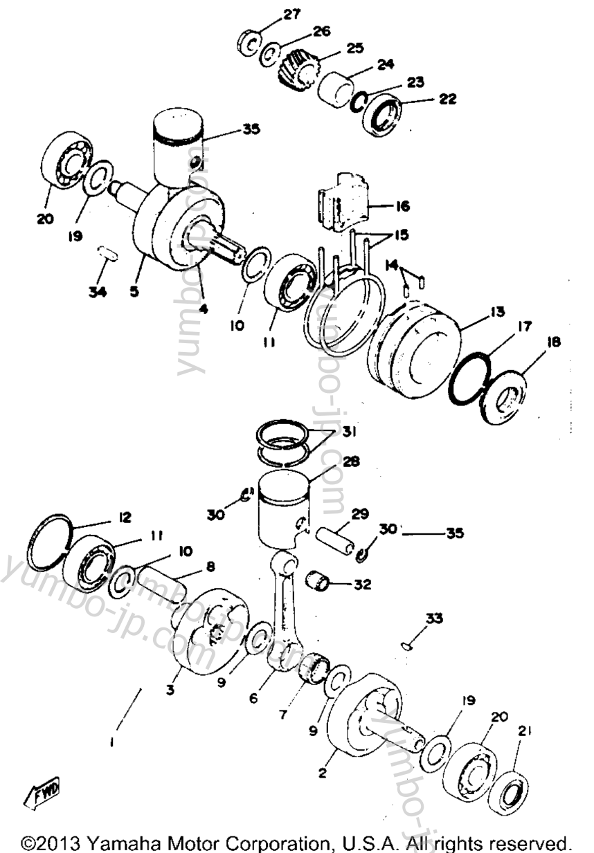 Crank Piston для мотоциклов YAMAHA RD125C 1976 г.