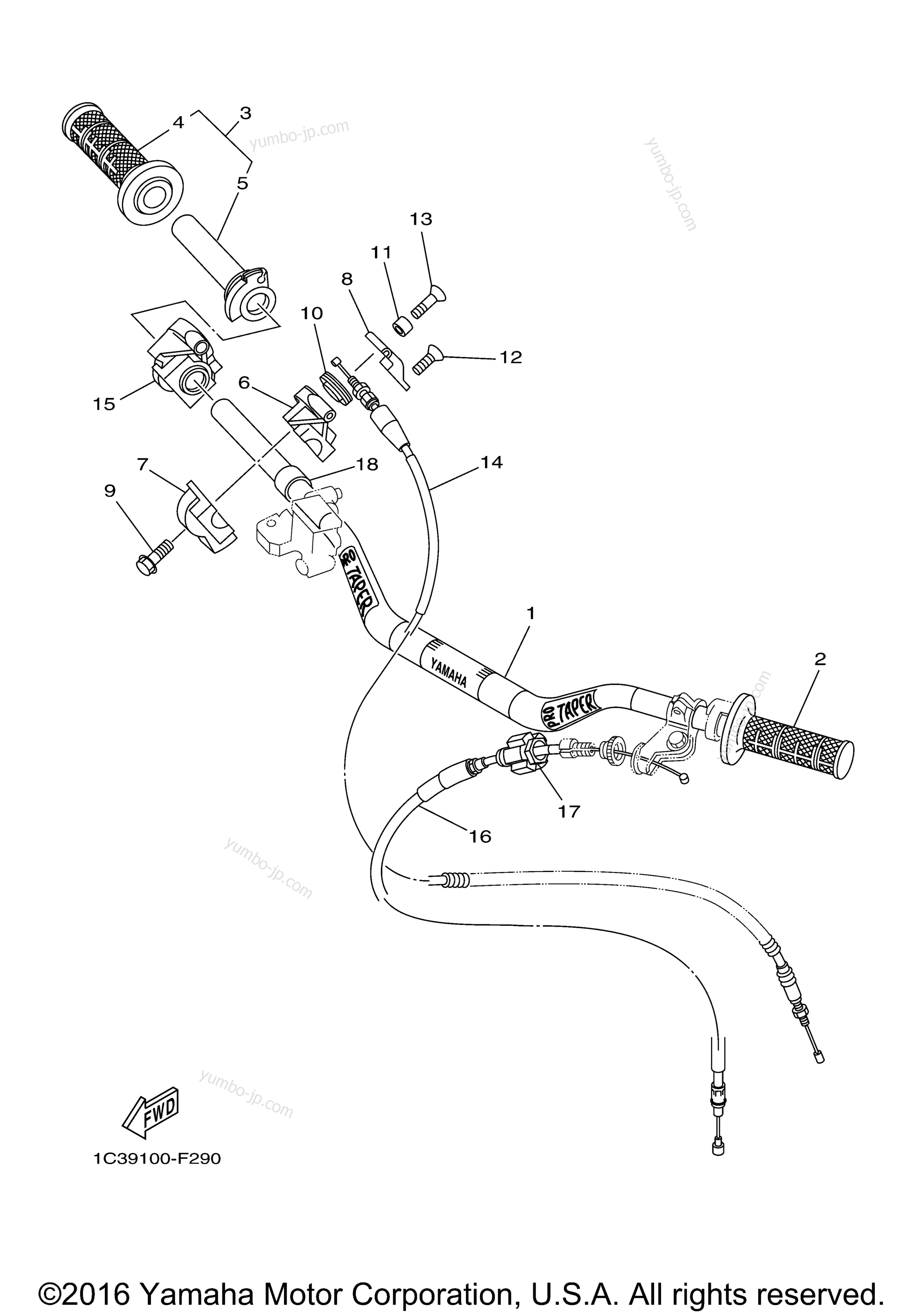 Steering Handle Cable для мотоциклов YAMAHA YZ125 (YZ125A1) 2011 г.