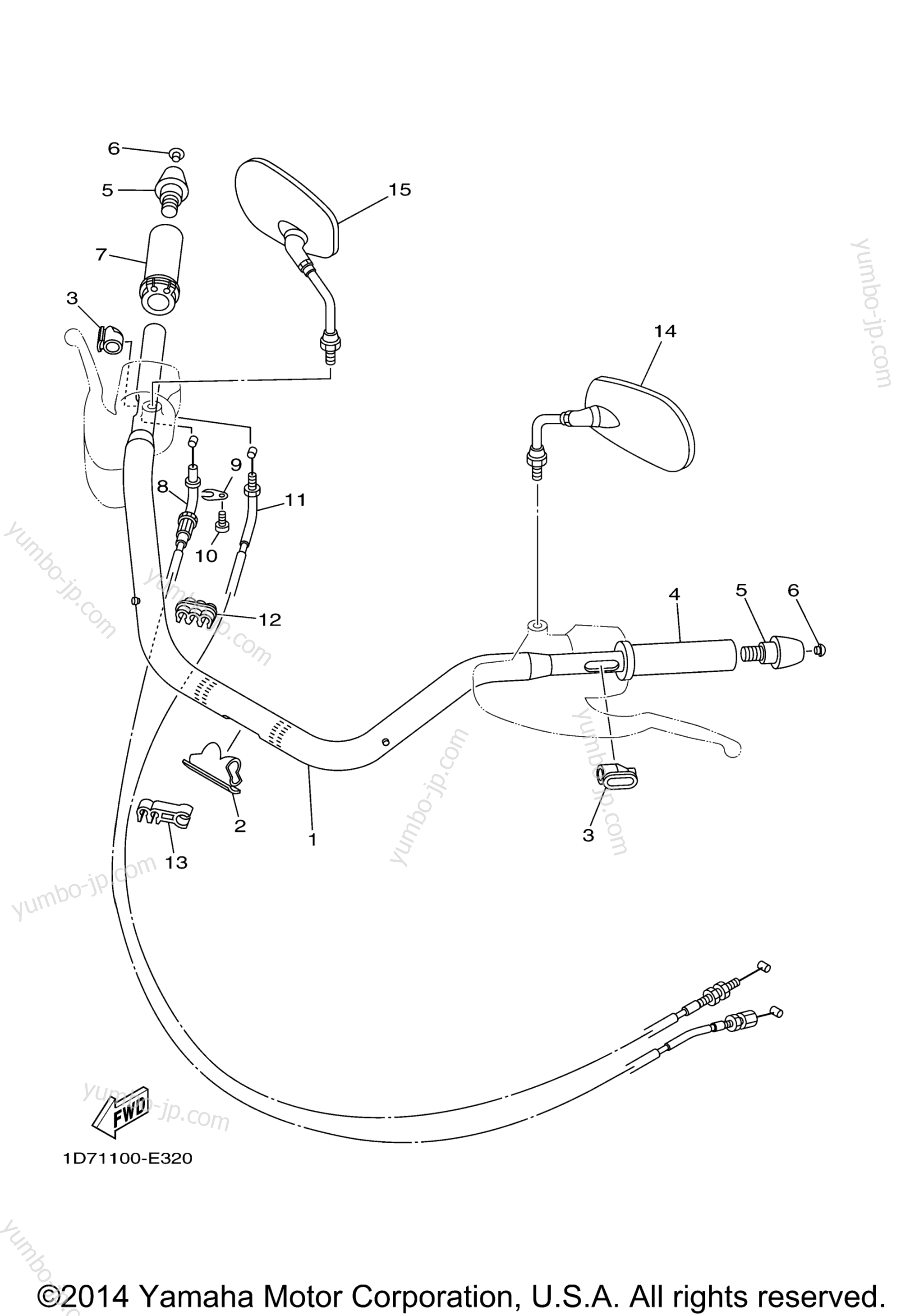 Steering Handle Cable для мотоциклов YAMAHA ROADLINER MIDNIGHT CA (XV19MVC) CA 2006 г.