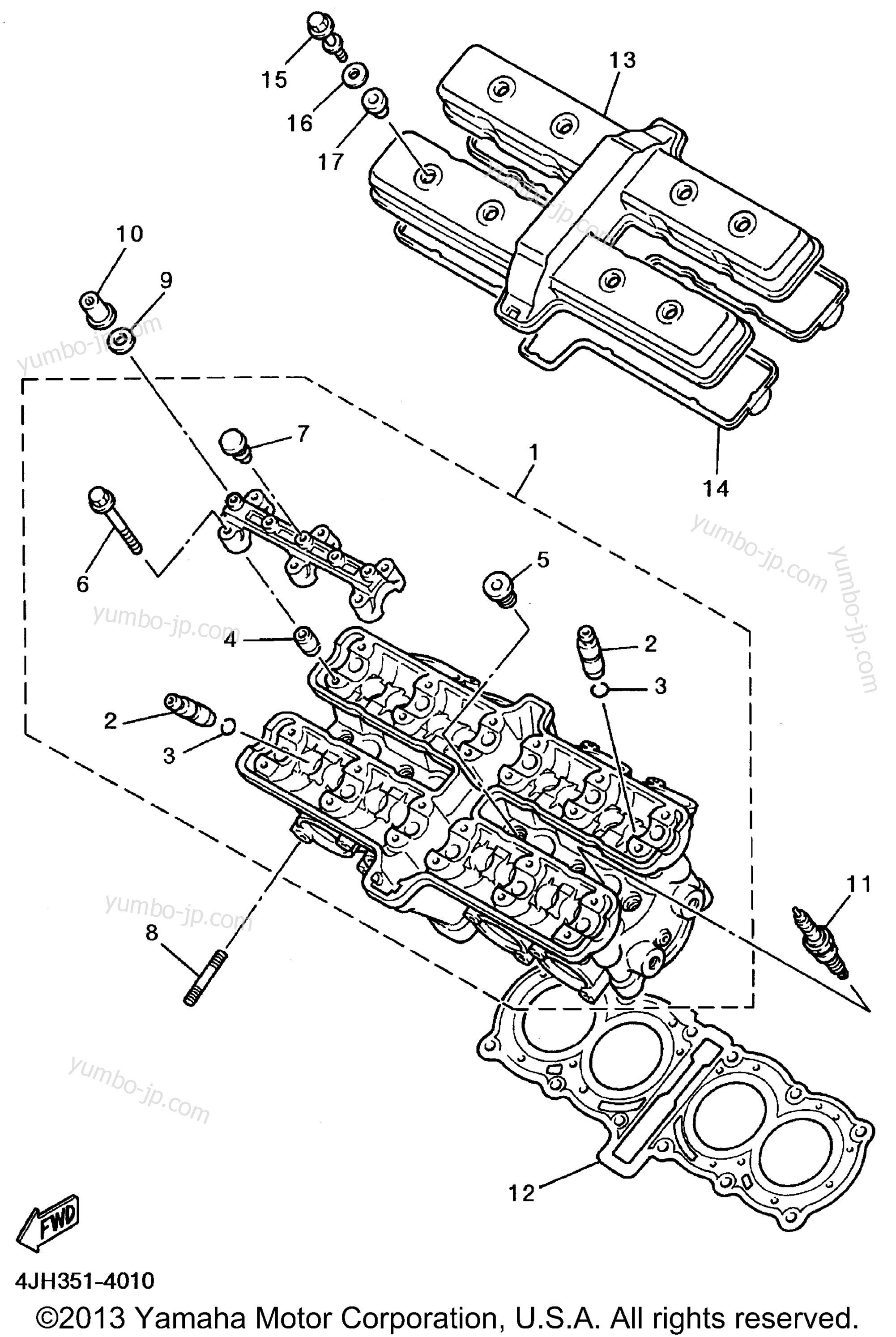 Головка блока цилиндров для мотоциклов YAMAHA YZF600RHC CA 1996 г.