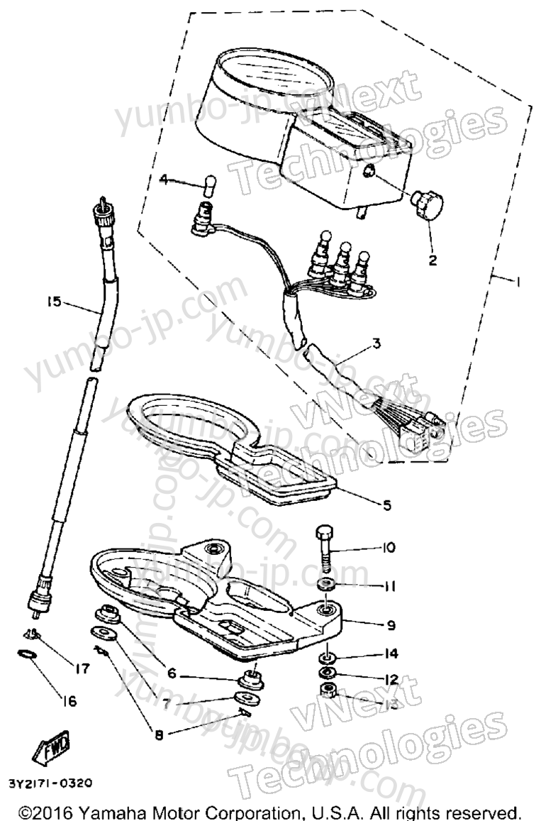 METER for motorcycles YAMAHA XT250 (XT250G_198) 1980 year