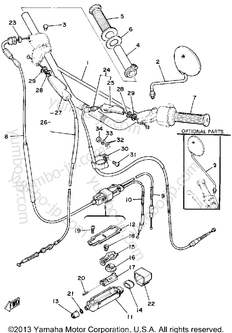 Handlebar Cable для мотоциклов YAMAHA DT125G 1980 г.