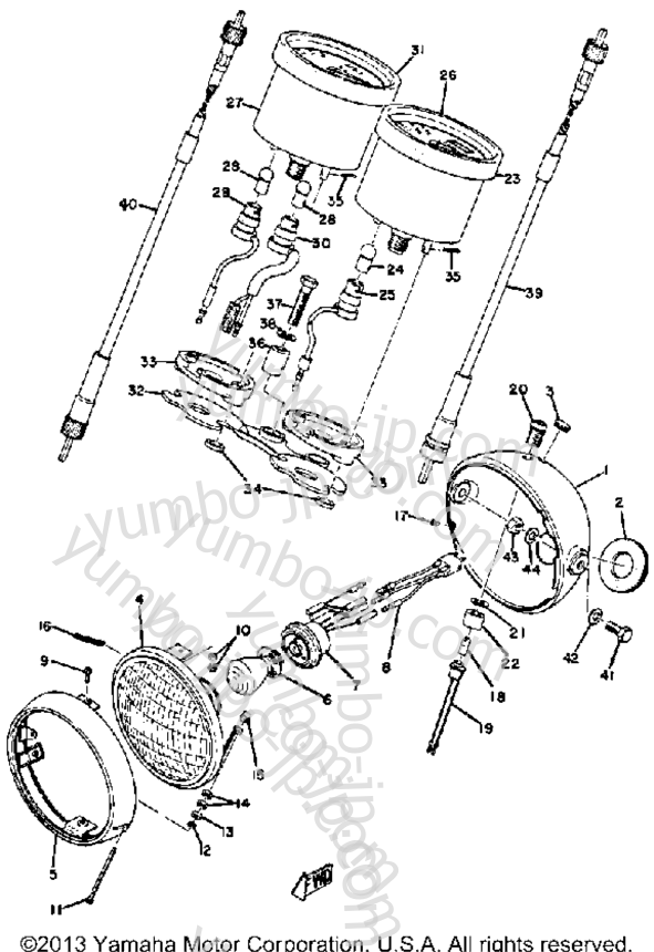Headlight - Speedometer - Tachometer for motorcycles YAMAHA CT1 1969 year