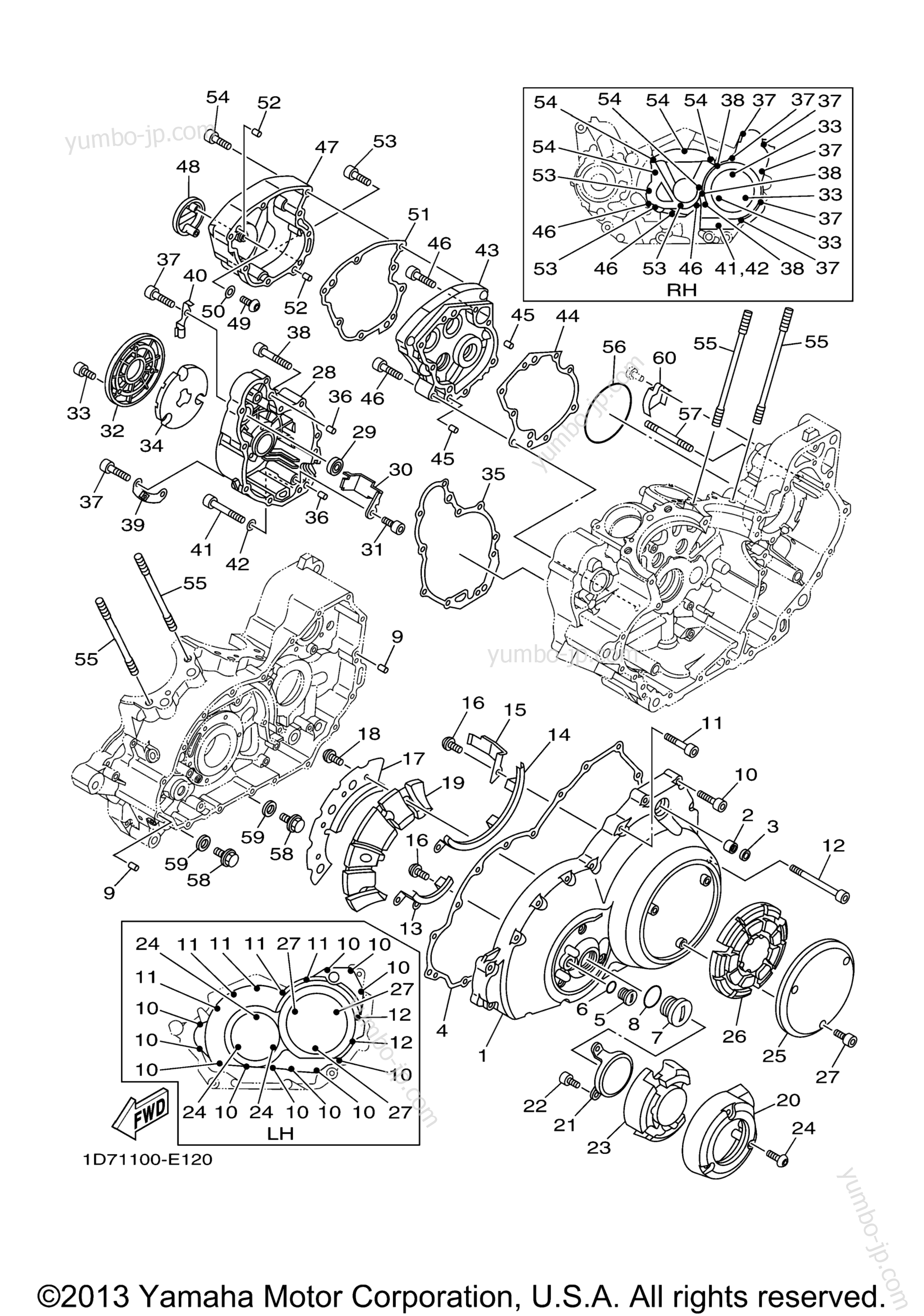 Crankcase Cover 1 для мотоциклов YAMAHA ROADLINER (XV19WC) CA 2007 г.