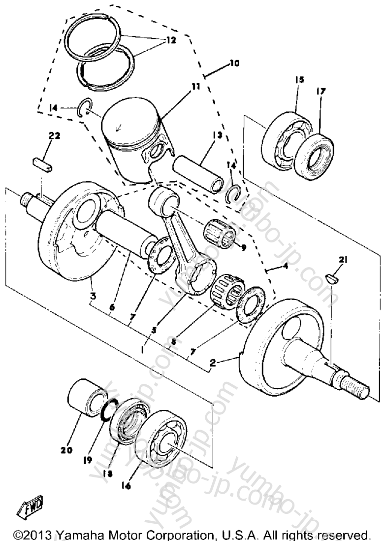 Crankshaft-Piston для мотоциклов YAMAHA DT125H 1981 г.