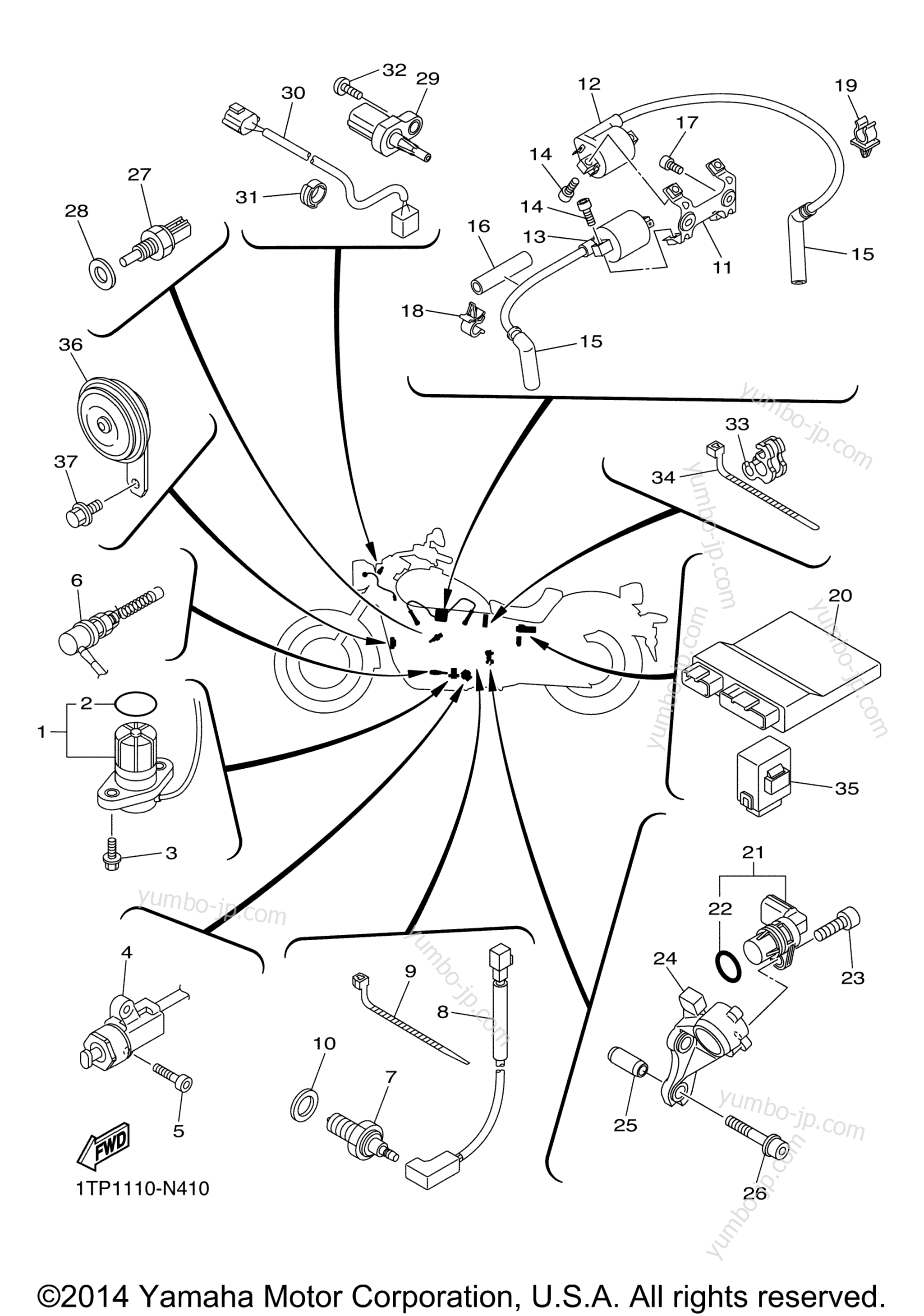 Electrical 1 for motorcycles YAMAHA BOLT (XVS95CEB) Raven 2014 year