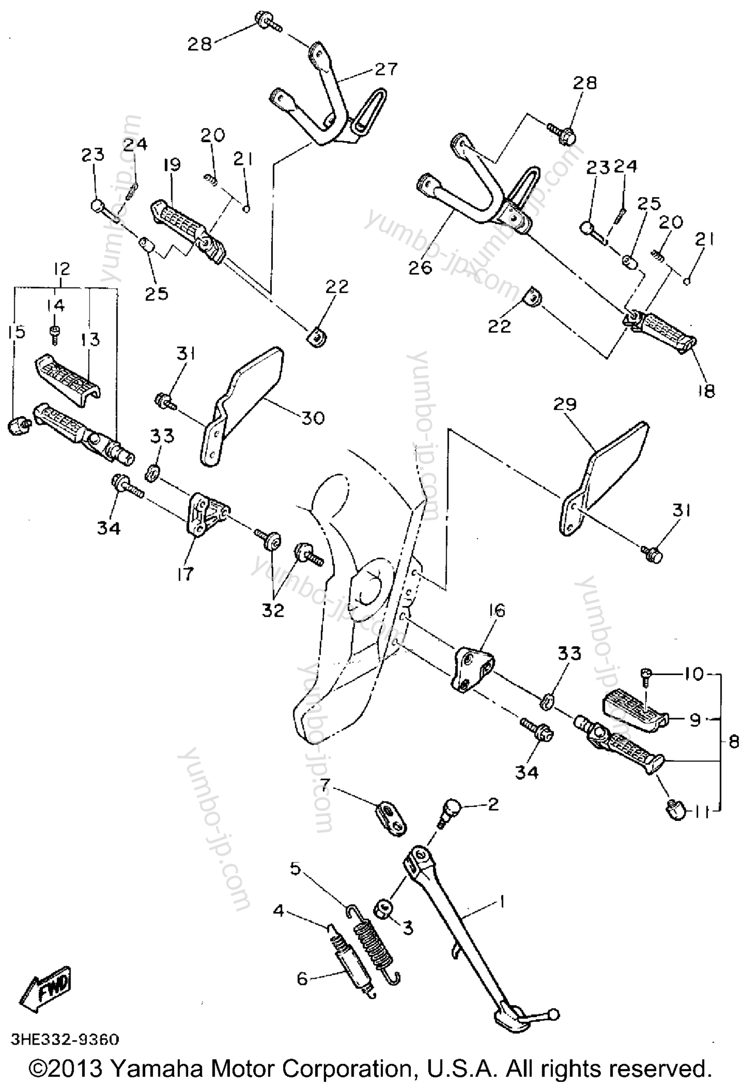 Stand Footrest for motorcycles YAMAHA FZR600RFC 1994 year