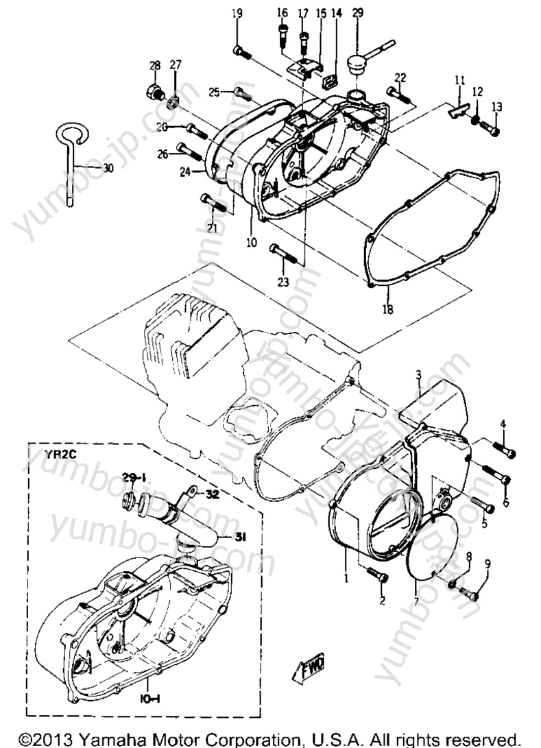 CRANKCASE COVER for motorcycles YAMAHA YR2C CA 1968 year