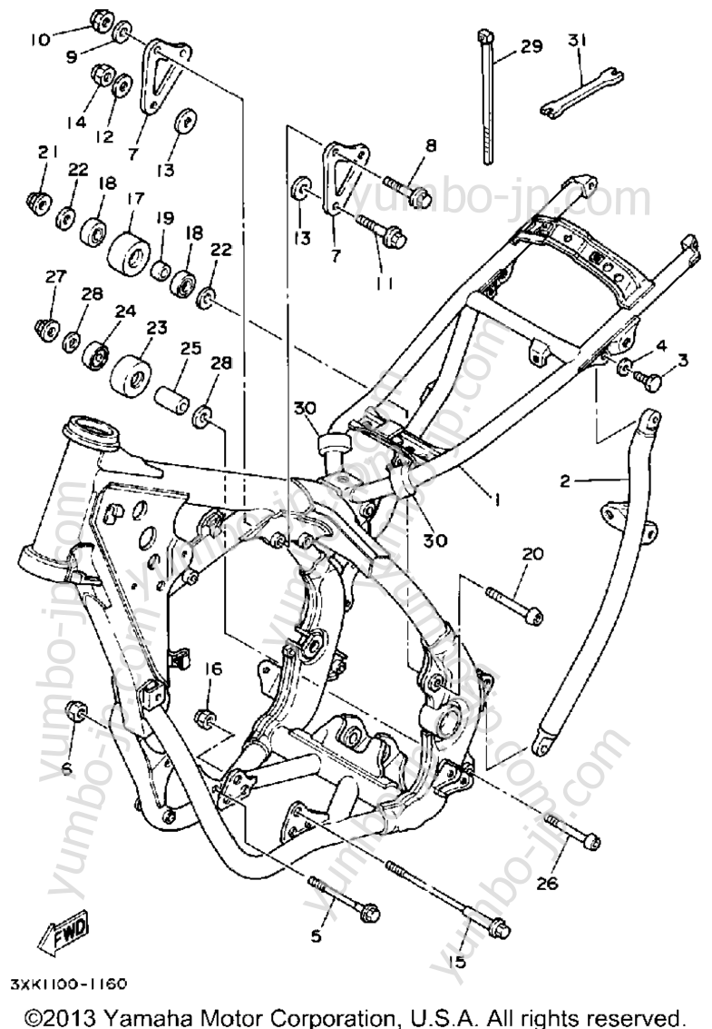 FRAME for motorcycles YAMAHA WR250ZE 1993 year