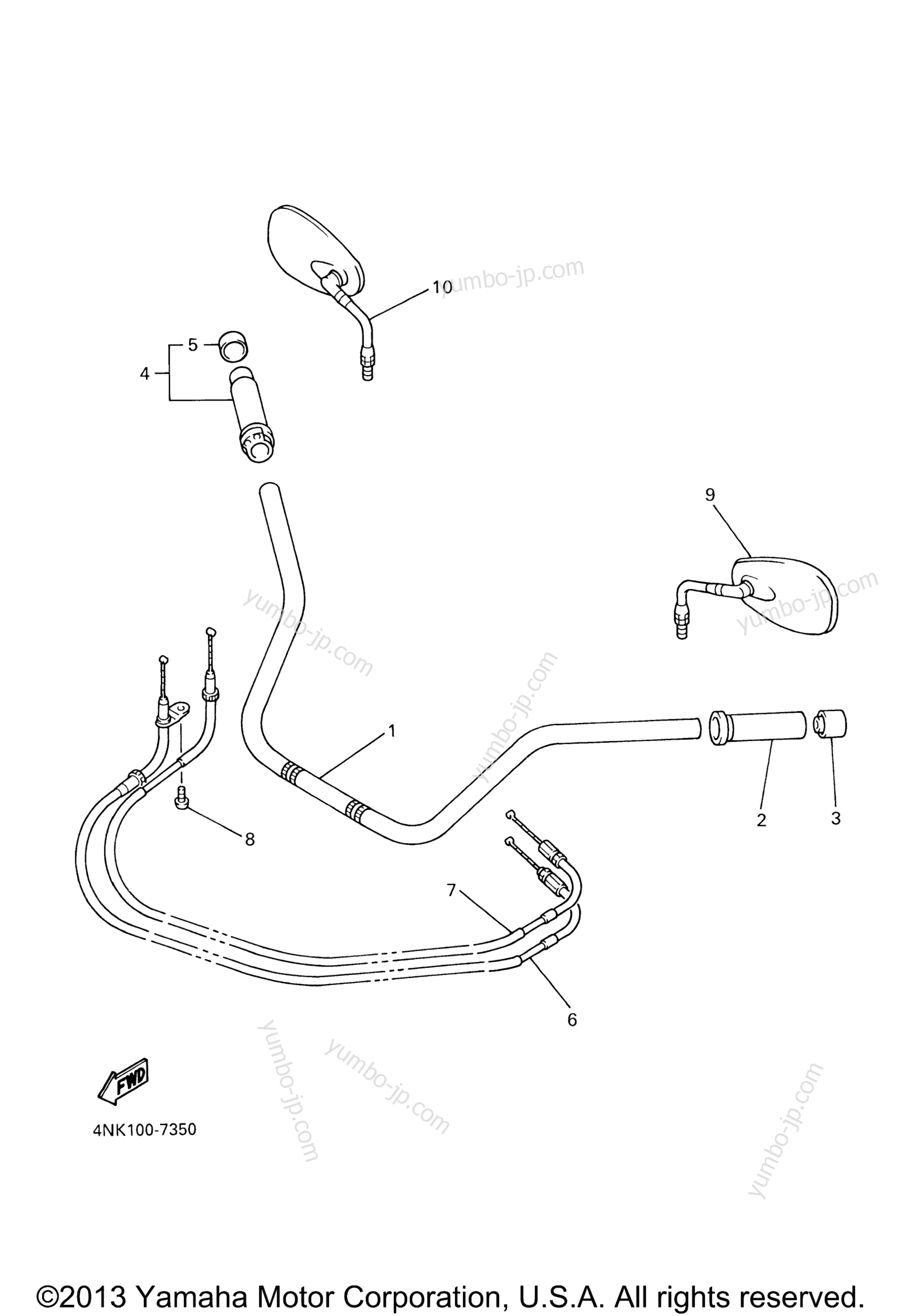 Steering Handle Cable для мотоциклов YAMAHA ROYAL STAR BOULEVARD (XVZ13ALC) CA 1999 г.