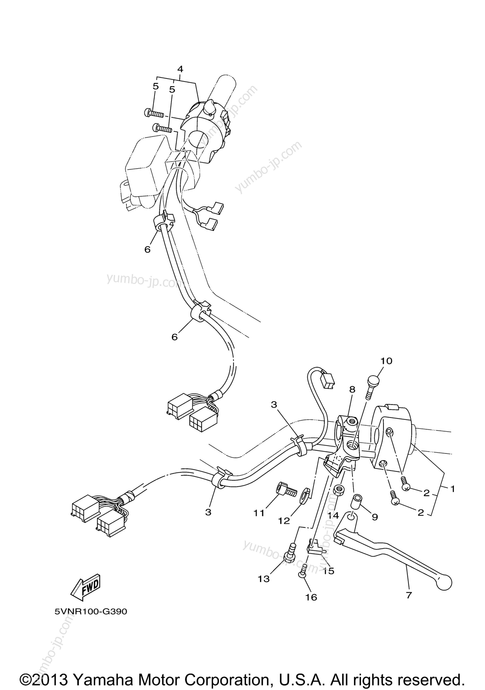 Handle Switch Lever для мотоциклов YAMAHA ROAD STAR S (XV17ASECP) CA 2014 г.