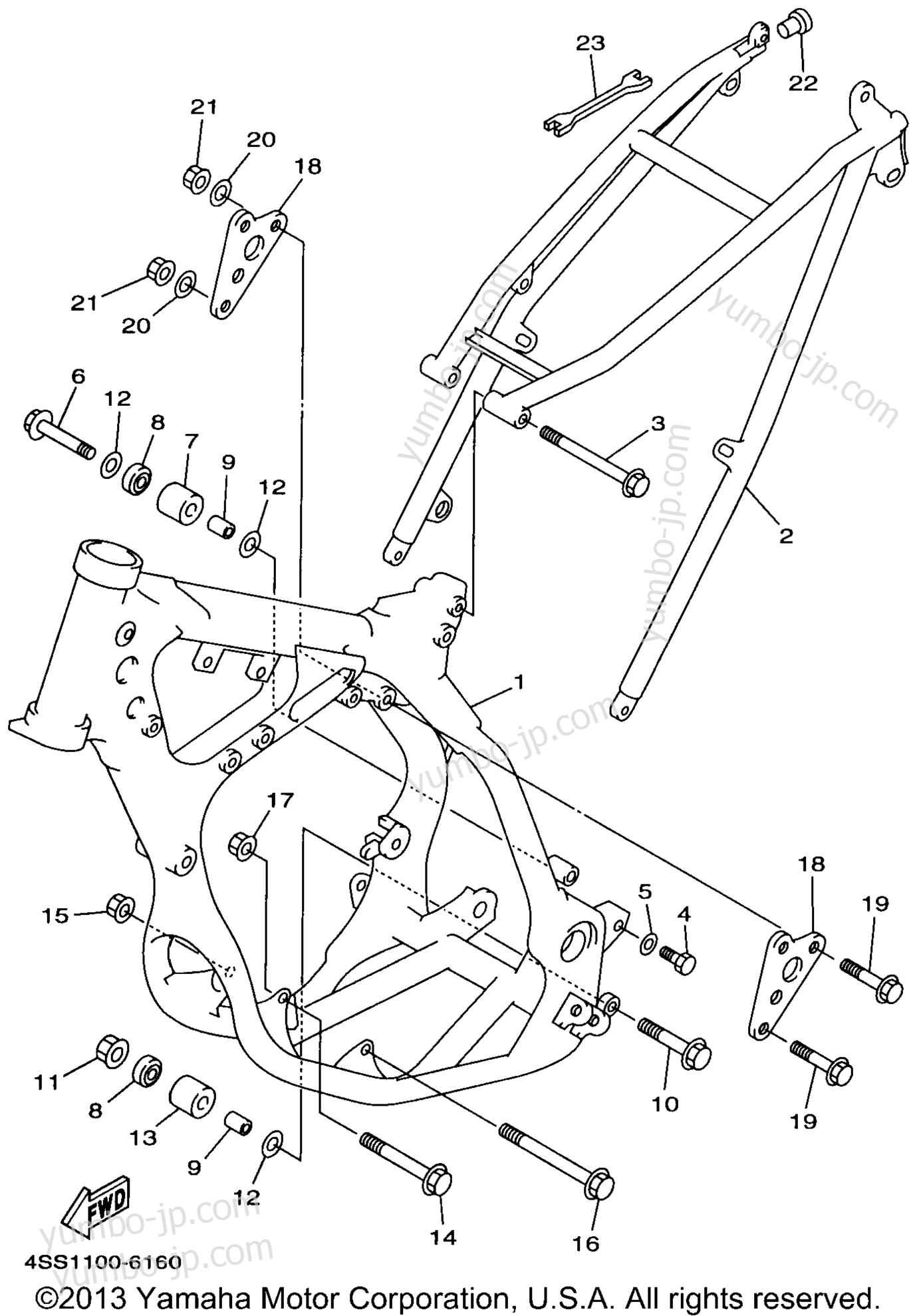 FRAME for motorcycles YAMAHA YZ125 (YZ125J1) 1997 year