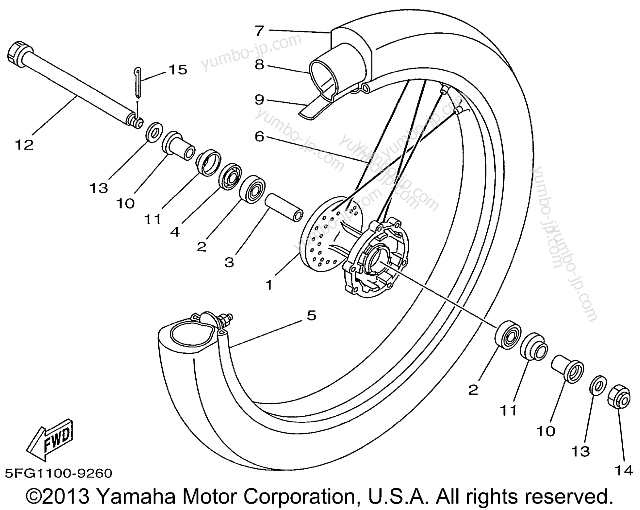 FRONT WHEEL для мотоциклов YAMAHA TTR225 (TTR225L) 1999 г.