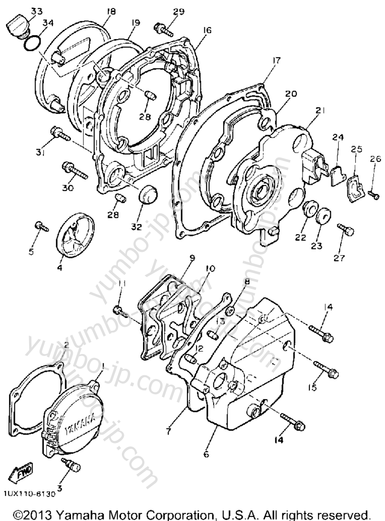 Crankcase Cover 1 для мотоциклов YAMAHA FJ1200A 1990 г.