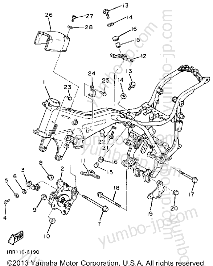 FRAME для мотоциклов YAMAHA VIRAGO 1100 (XV1100U) 1988 г.