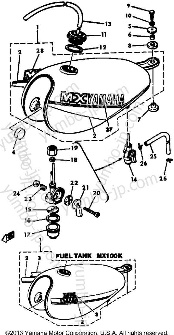 Fuel Tank Mx100h - J - K for motorcycles YAMAHA MX100H 1981 year
