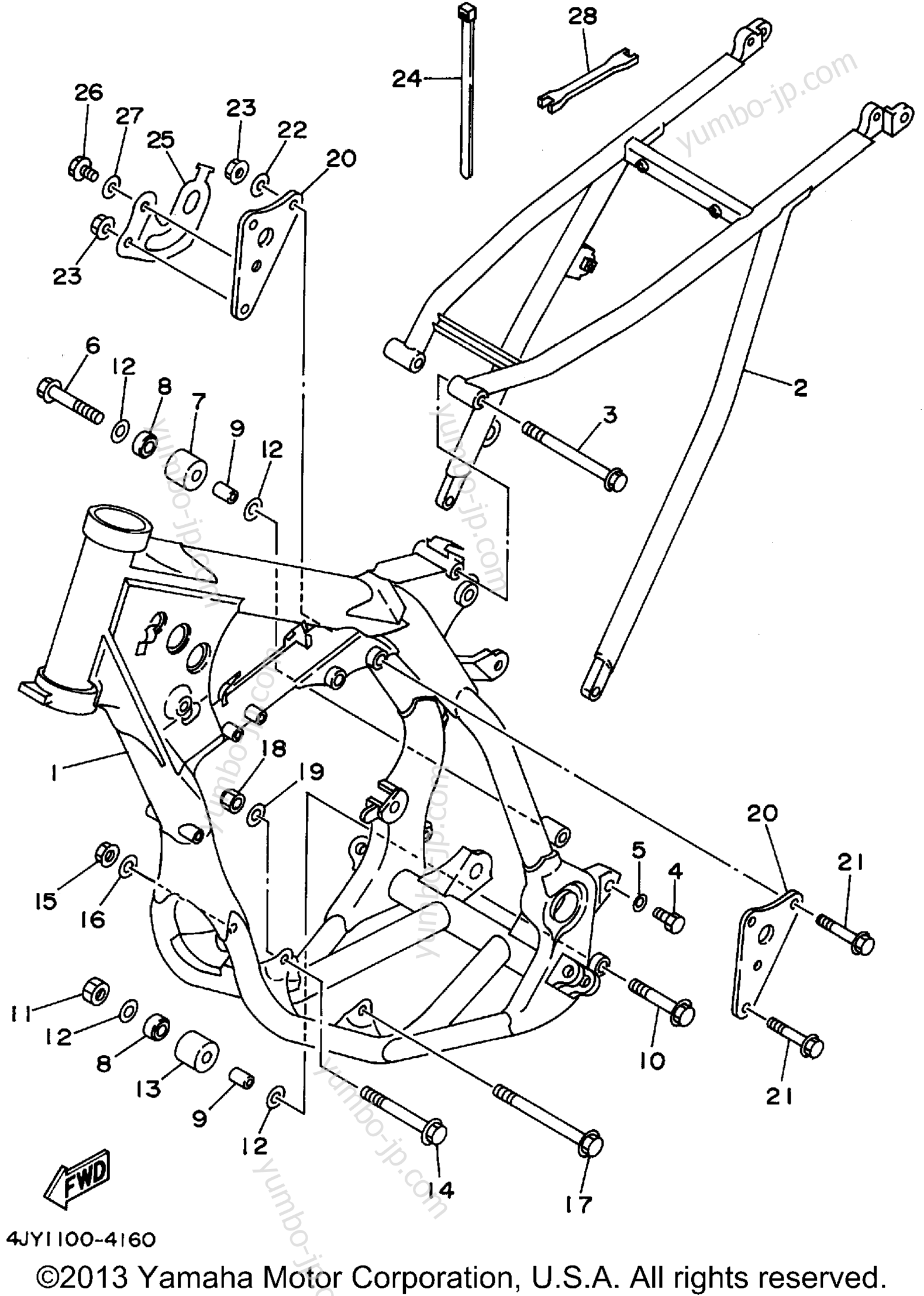 FRAME for motorcycles YAMAHA YZ125F1 1994 year