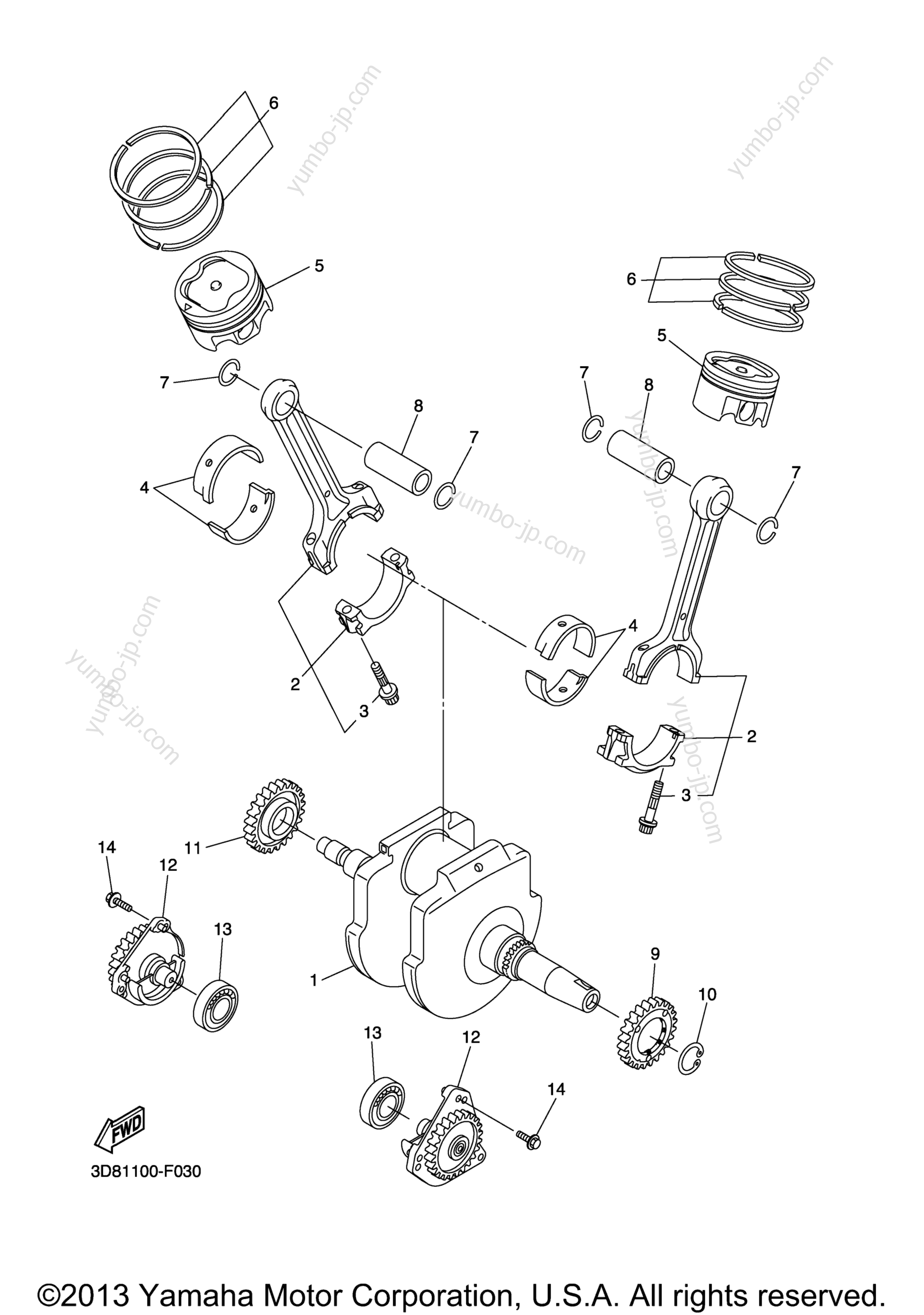 CRANKSHAFT PISTON for motorcycles YAMAHA STRYKER (XVS13CAO) 2011 year