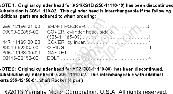 Cylinder Head - Cylinder Head Cover (Notes Only) для мотоциклов YAMAHA XS1 1970 г.
