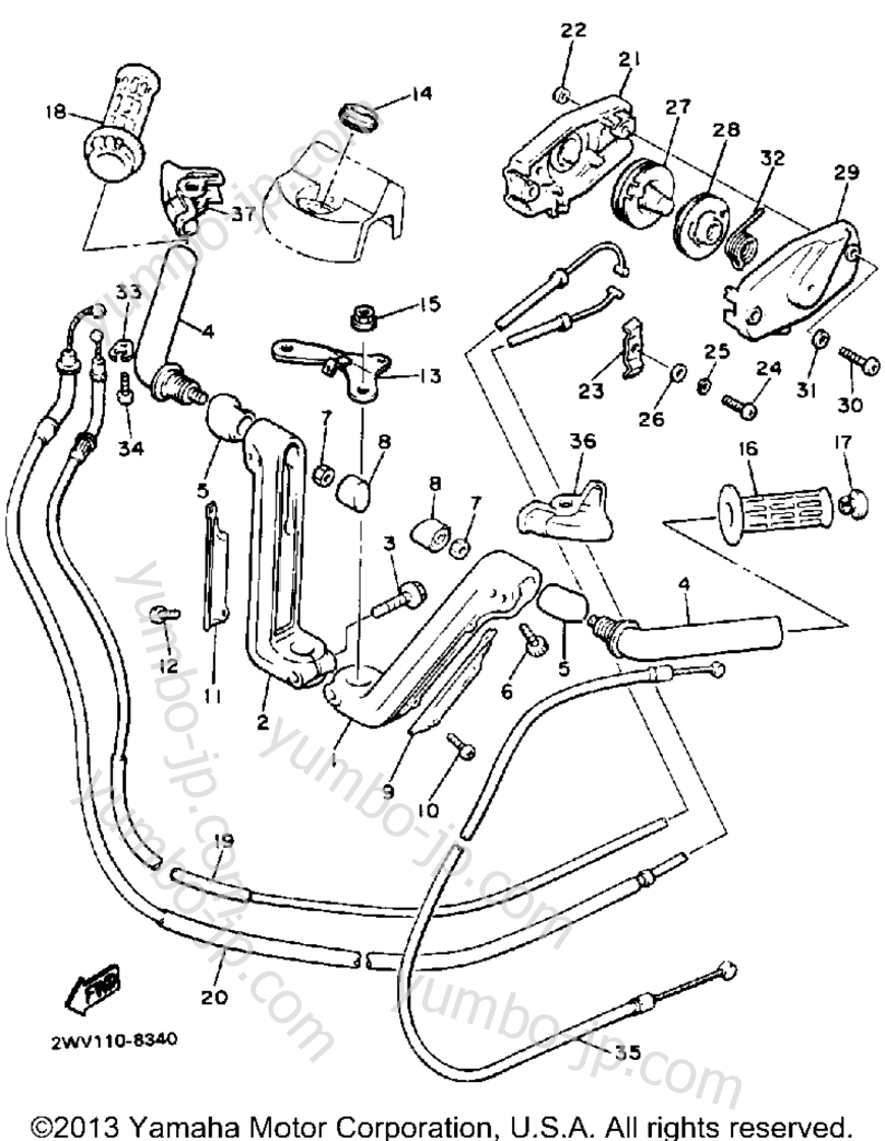 Handlebar Cable для мотоциклов YAMAHA XVZ13UC CA 1988 г.