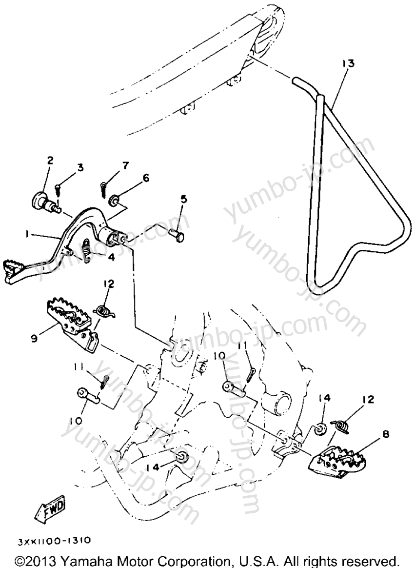 Stand - Footrest for motorcycles YAMAHA YZ125E 1993 year