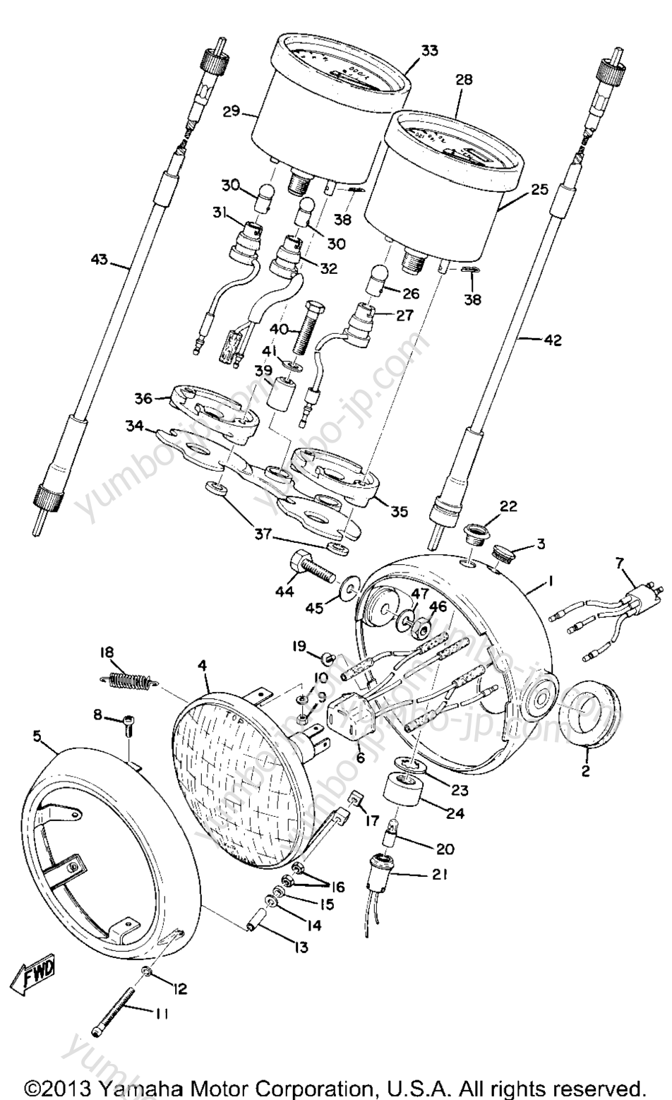 Head Lamp, Speedometer & Tachometer (Ct1 B) для мотоциклов YAMAHA CT1B 1970 г.