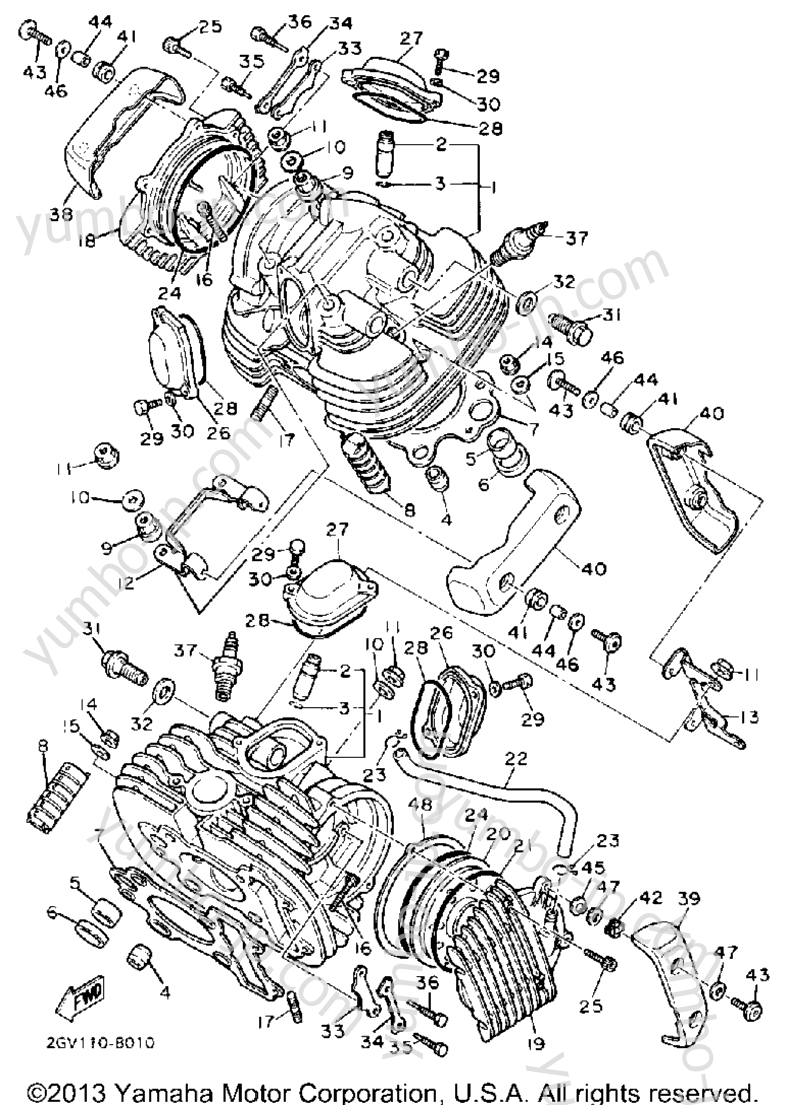 Головка блока цилиндров для мотоциклов YAMAHA VIRAGO 535 (XV535U) 1988 г.