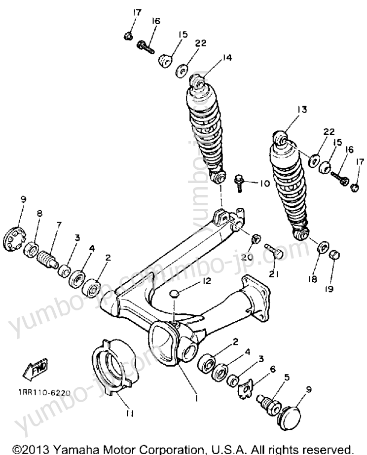 Swing Arm Rear Shocks for motorcycles YAMAHA VIRAGO 700 (XV700CTC) CA 1987 year