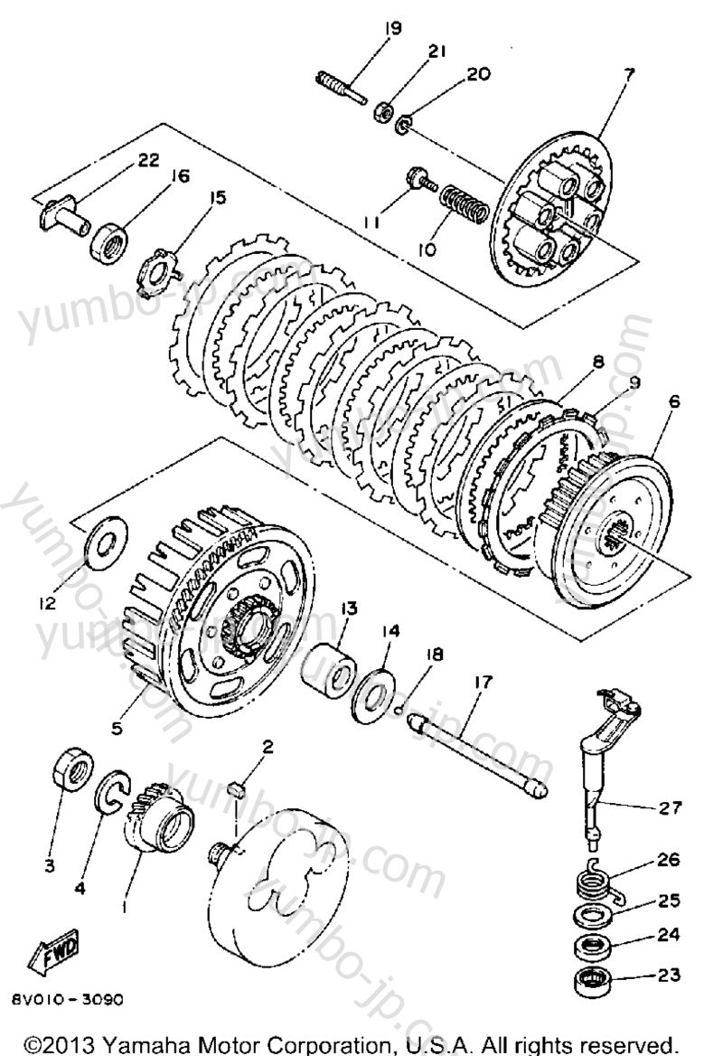 CLUTCH for motorcycles YAMAHA TRIALS (TY350S) 1986 year