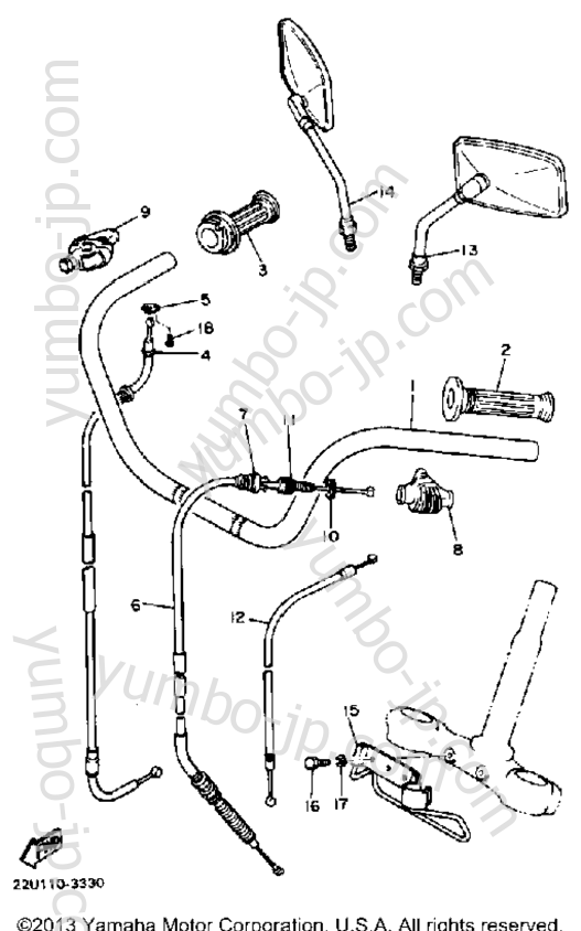 Handlebar Cable for motorcycles YAMAHA XV500K 1983 year