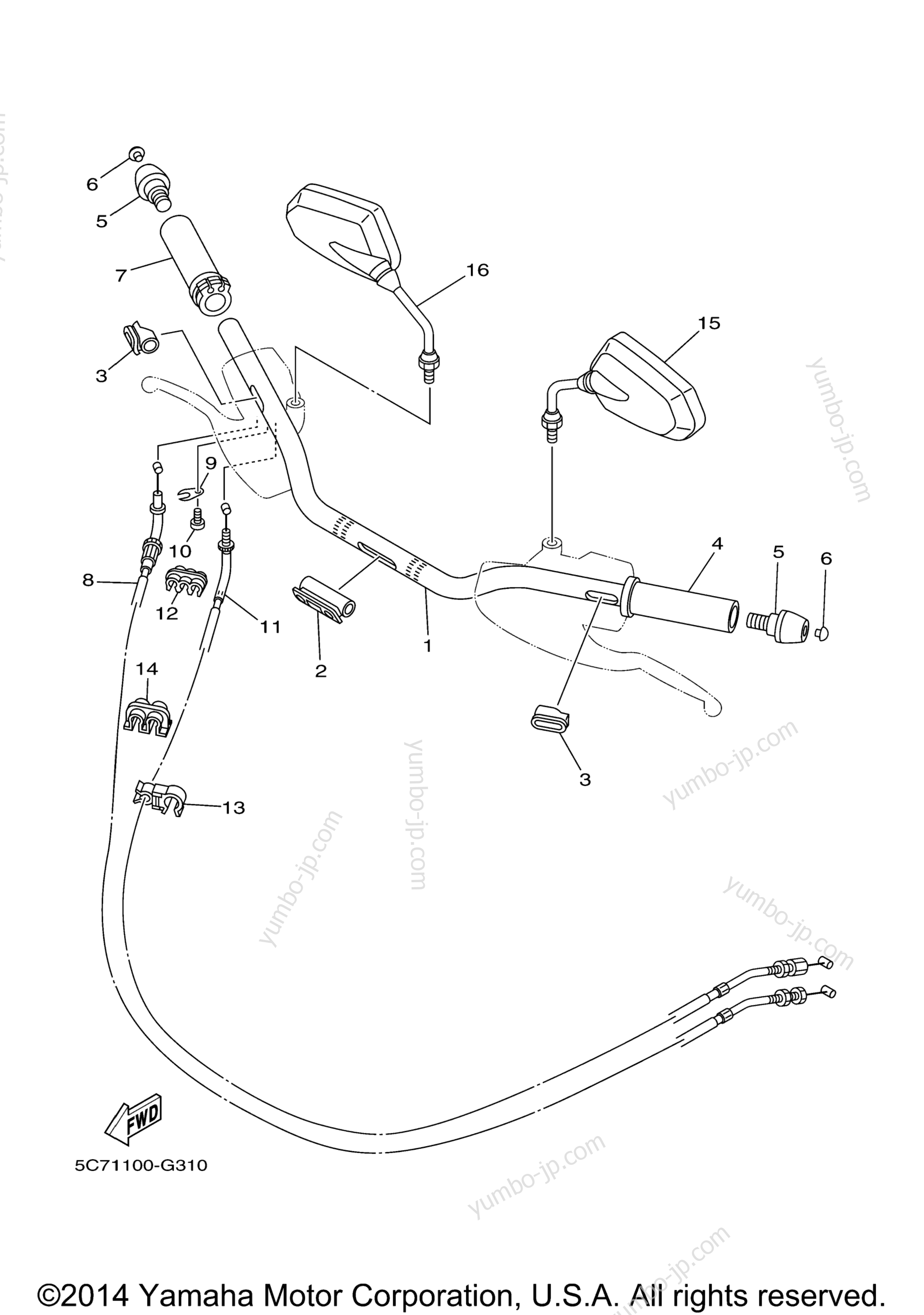 Steering Handle Cable for motorcycles YAMAHA RAIDER (XV19CZS) 2010 year