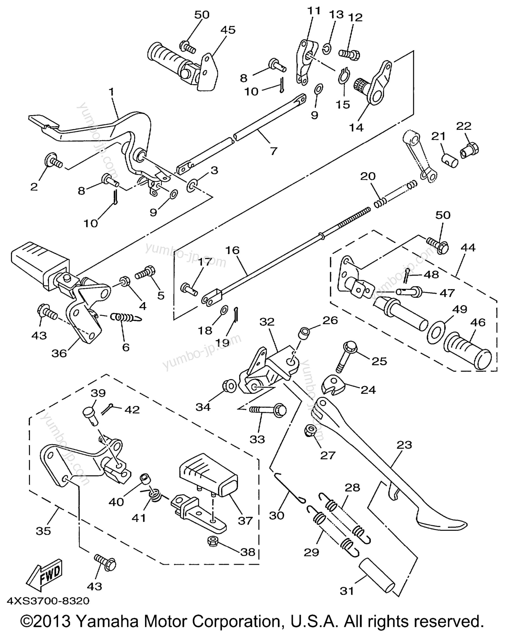 Stand Footrest for motorcycles YAMAHA V-STAR CUSTOM (XVS650KC) CA 1998 year