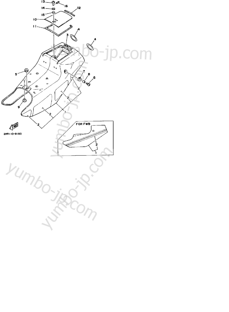 Side Cover (2Rr-020101 - 2Rr-036100 See Note) for motorcycles YAMAHA YSR50W 1989 year