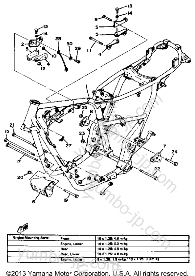 FRAME for motorcycles YAMAHA XS650SF 1979 year