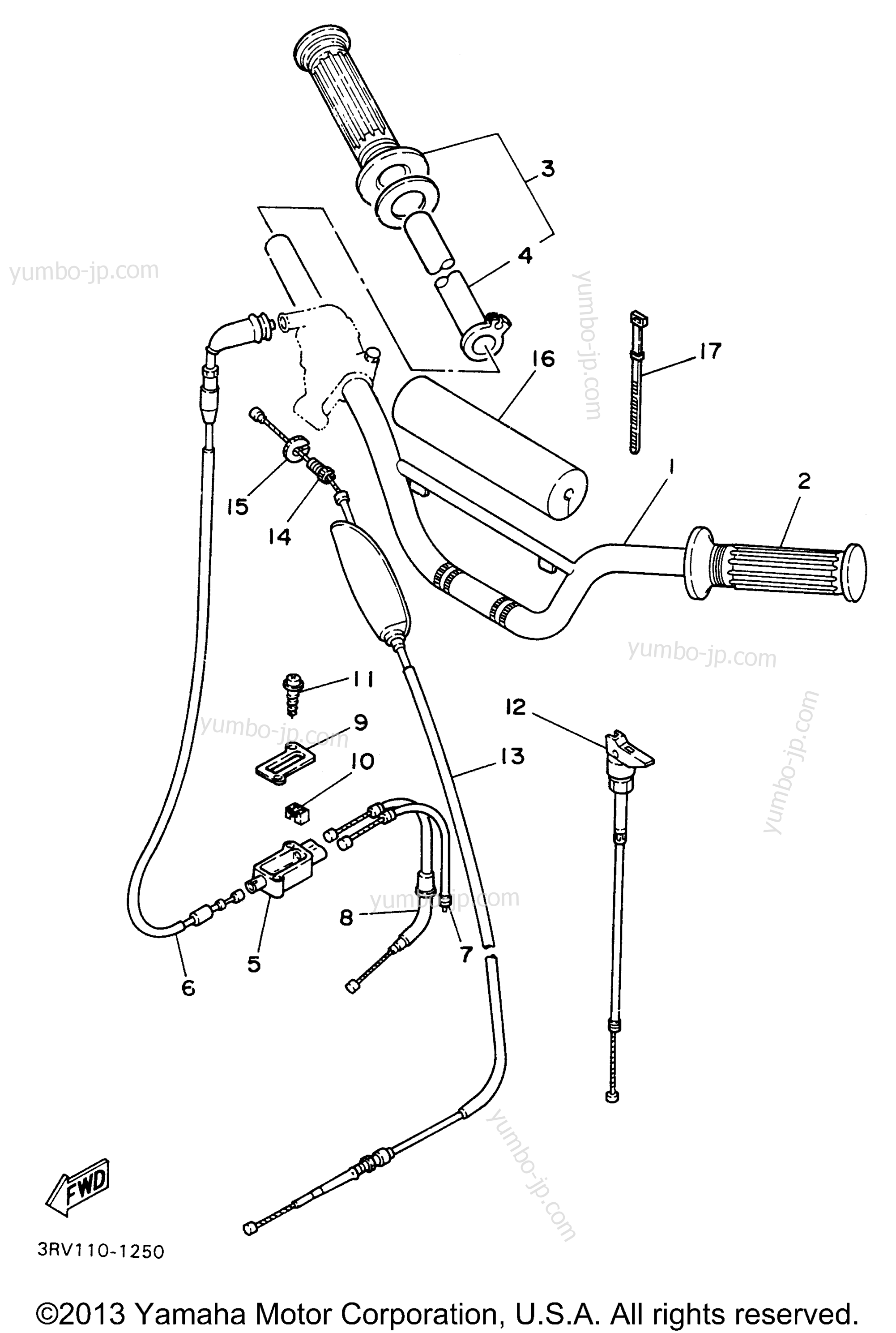 Steering Handle Cable для мотоциклов YAMAHA Y-ZINGER (PW80H) 1996 г.