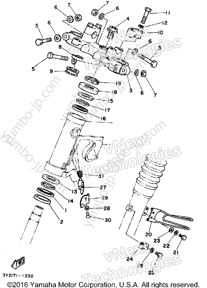 Steering for motorcycles YAMAHA XT250 (XT250G_198) 1980 year