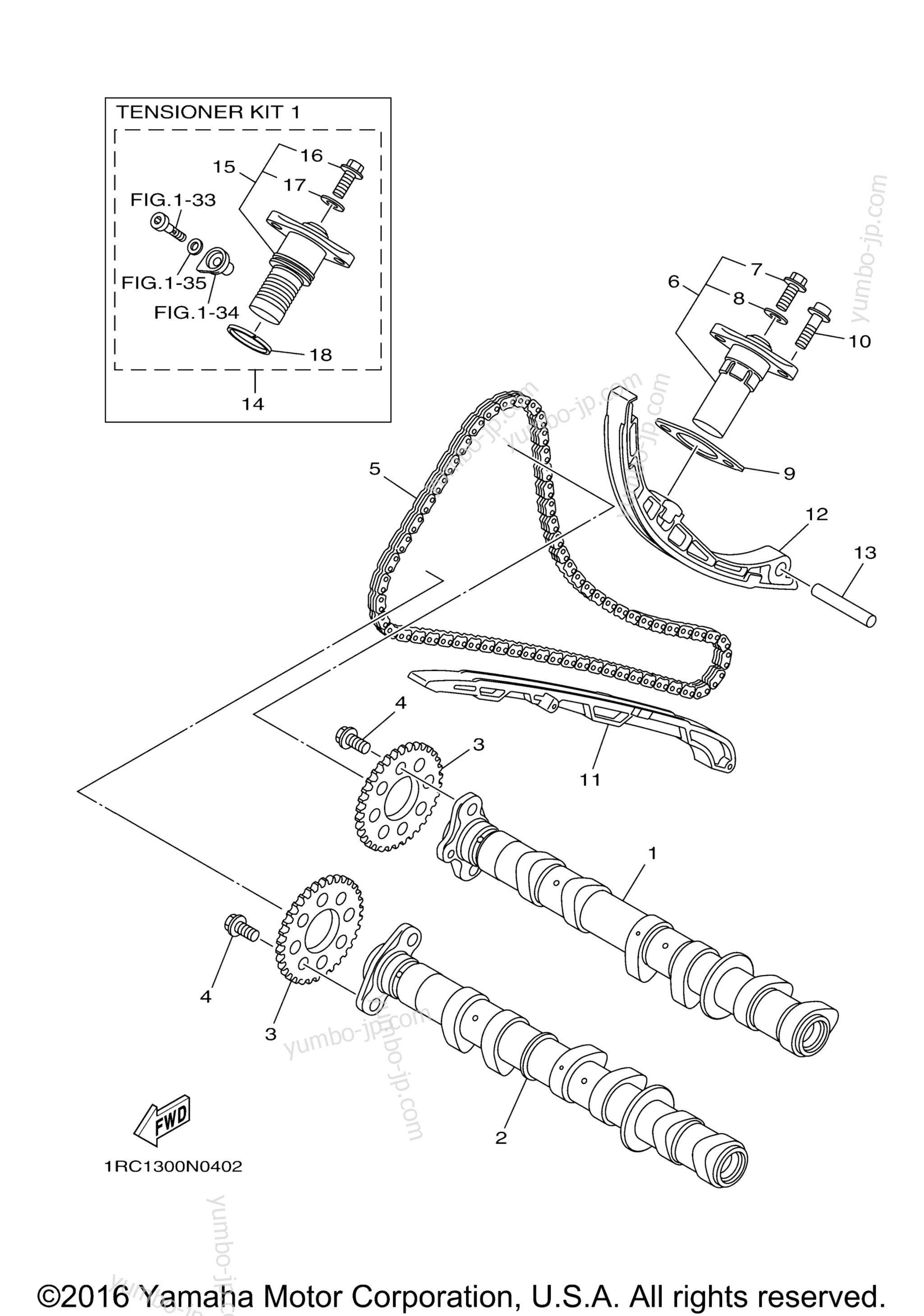 Camshaft Chain для мотоциклов YAMAHA FZ09 (FZ09ECGY) CA 2014 г.