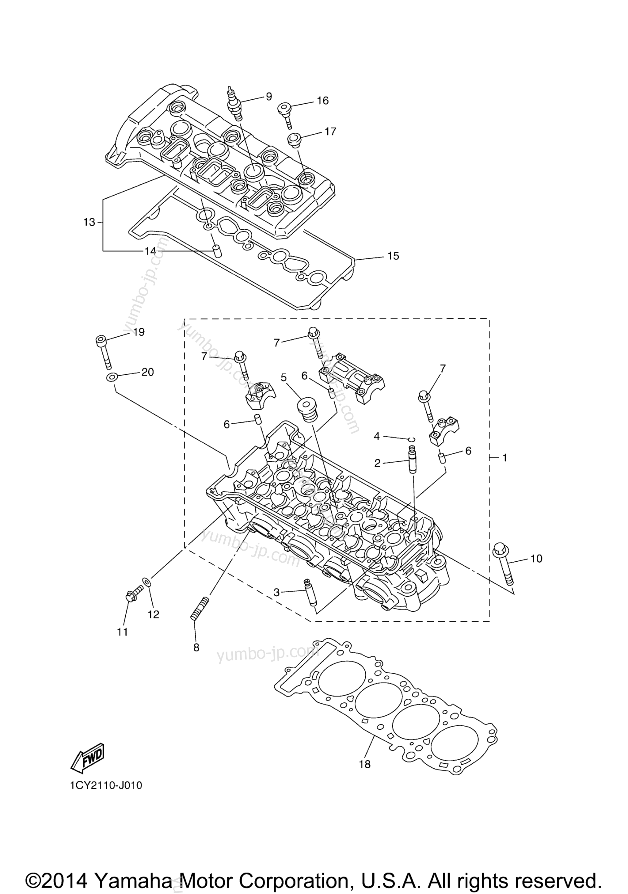 CYLINDER for motorcycles YAMAHA FJR1300A (FJR13AZS) 2010 year