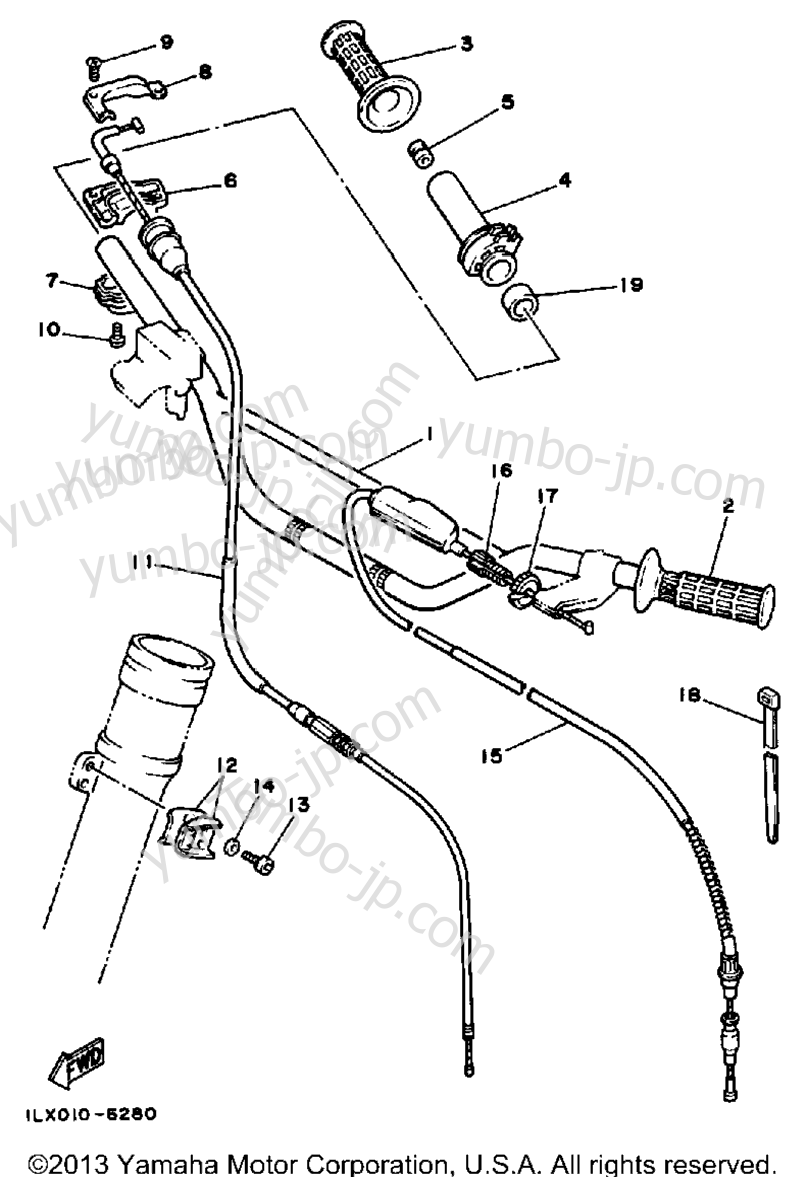 Handlebar Cable для мотоциклов YAMAHA YZ125S 1986 г.