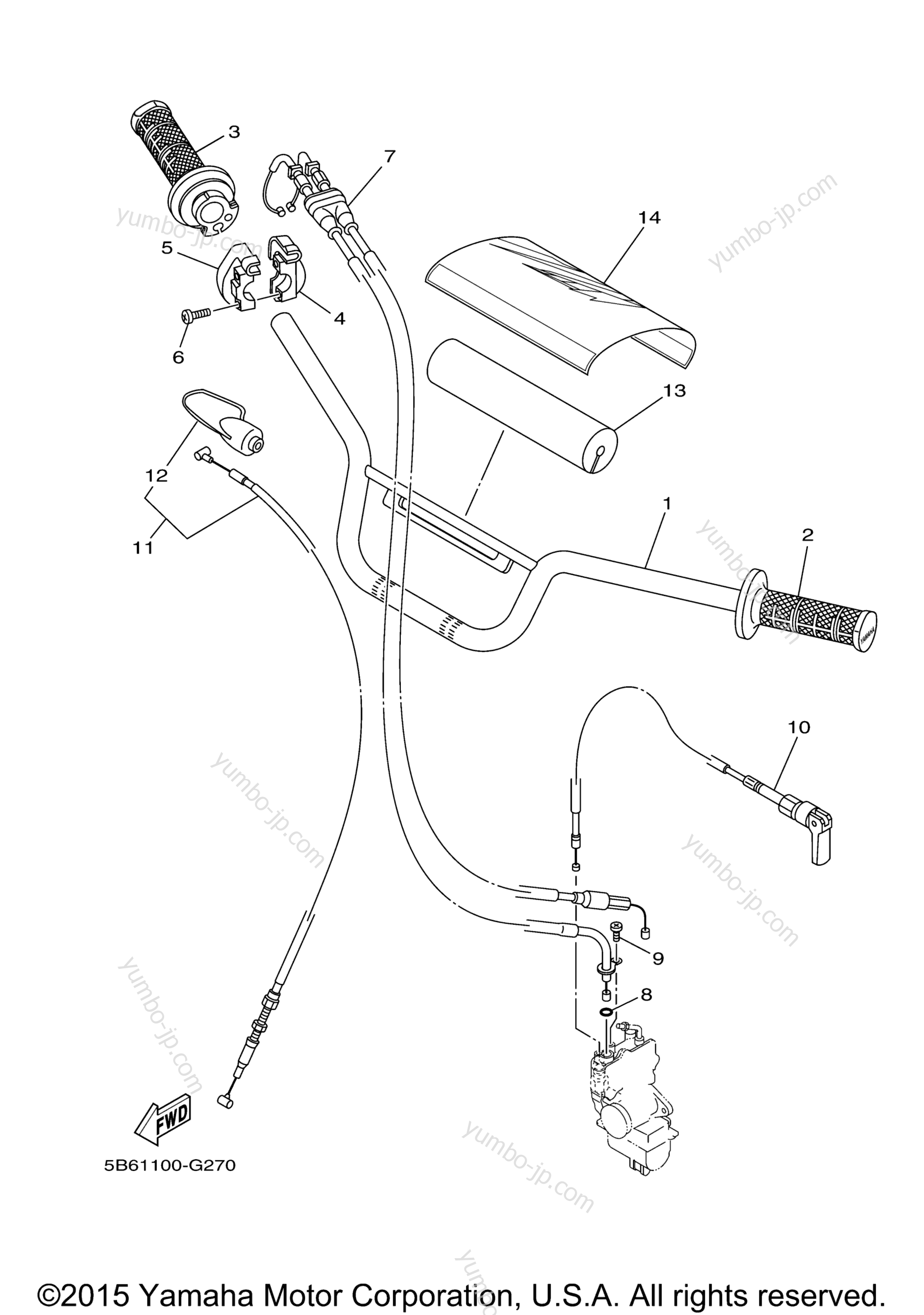 Steering Handle Cable для мотоциклов YAMAHA TTR110E (TTR110EG) 2016 г.