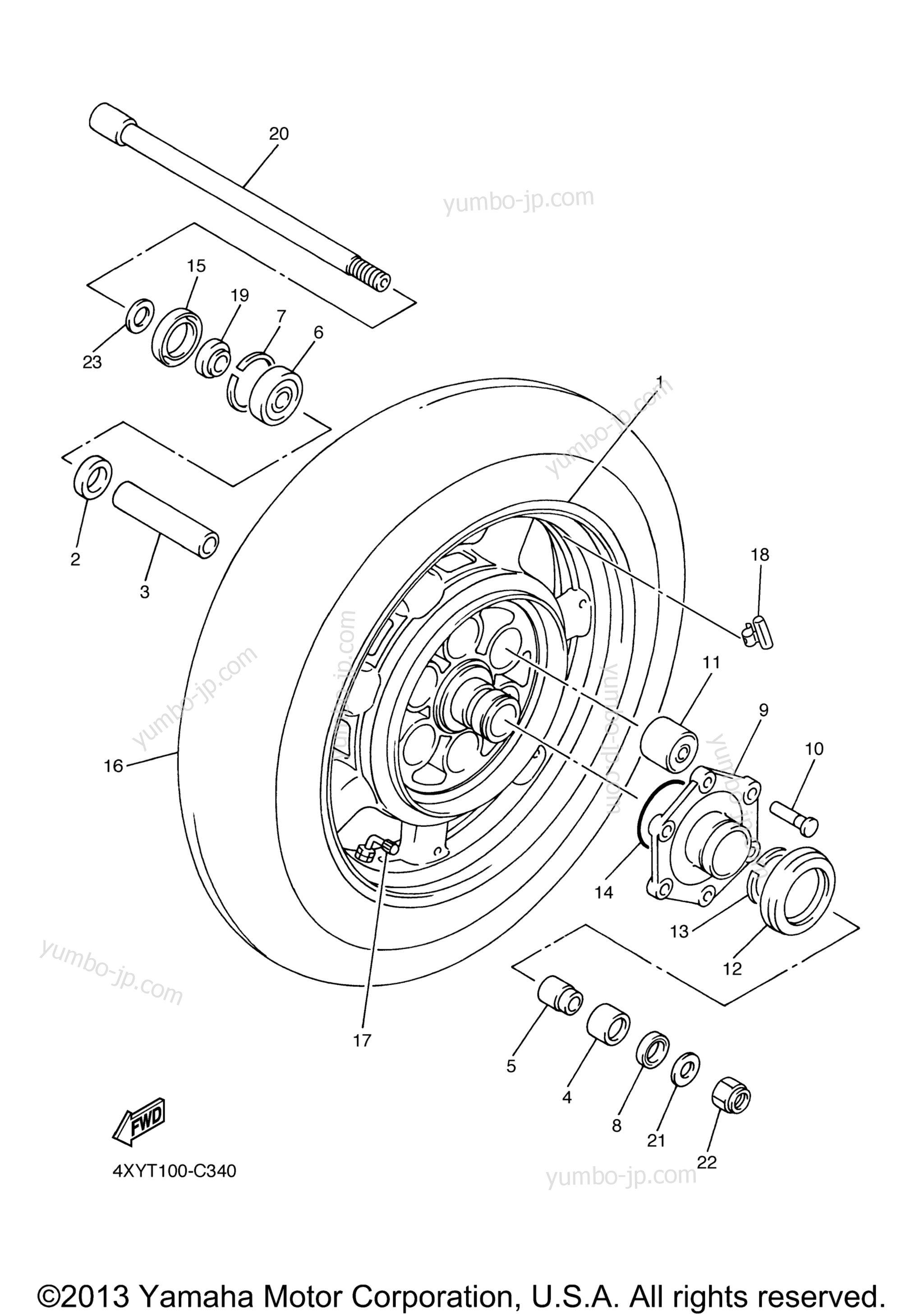 REAR WHEEL for motorcycles YAMAHA ROYAL STAR VENTURE (XVZ13TFT) 2005 year