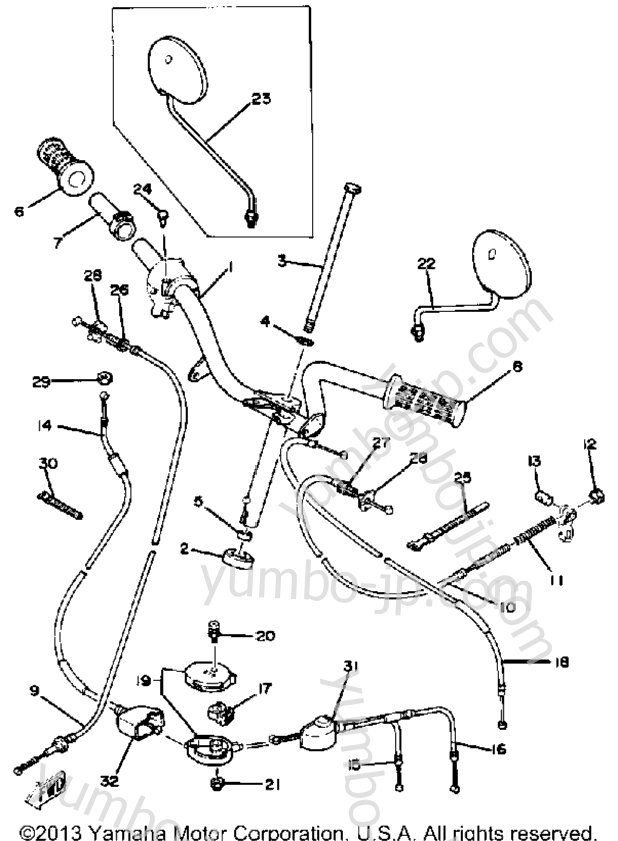 Handlebar - Cable для мотоциклов YAMAHA YAMAHOPPER (QT50N) 1985 г.